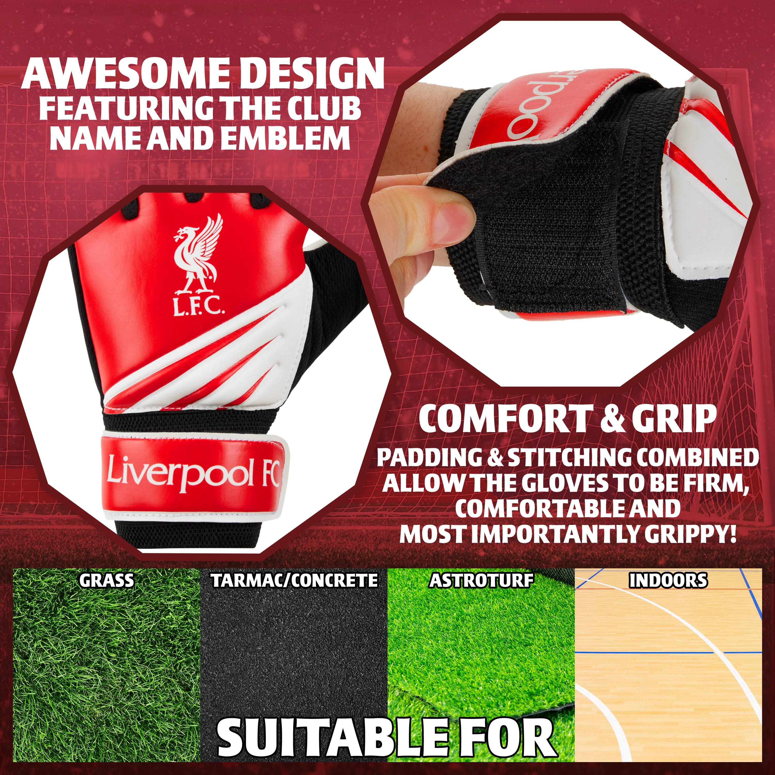 Liverpool F.C. Goalkeeper Gloves for Kids Teenagers - Size 5 - Image 5