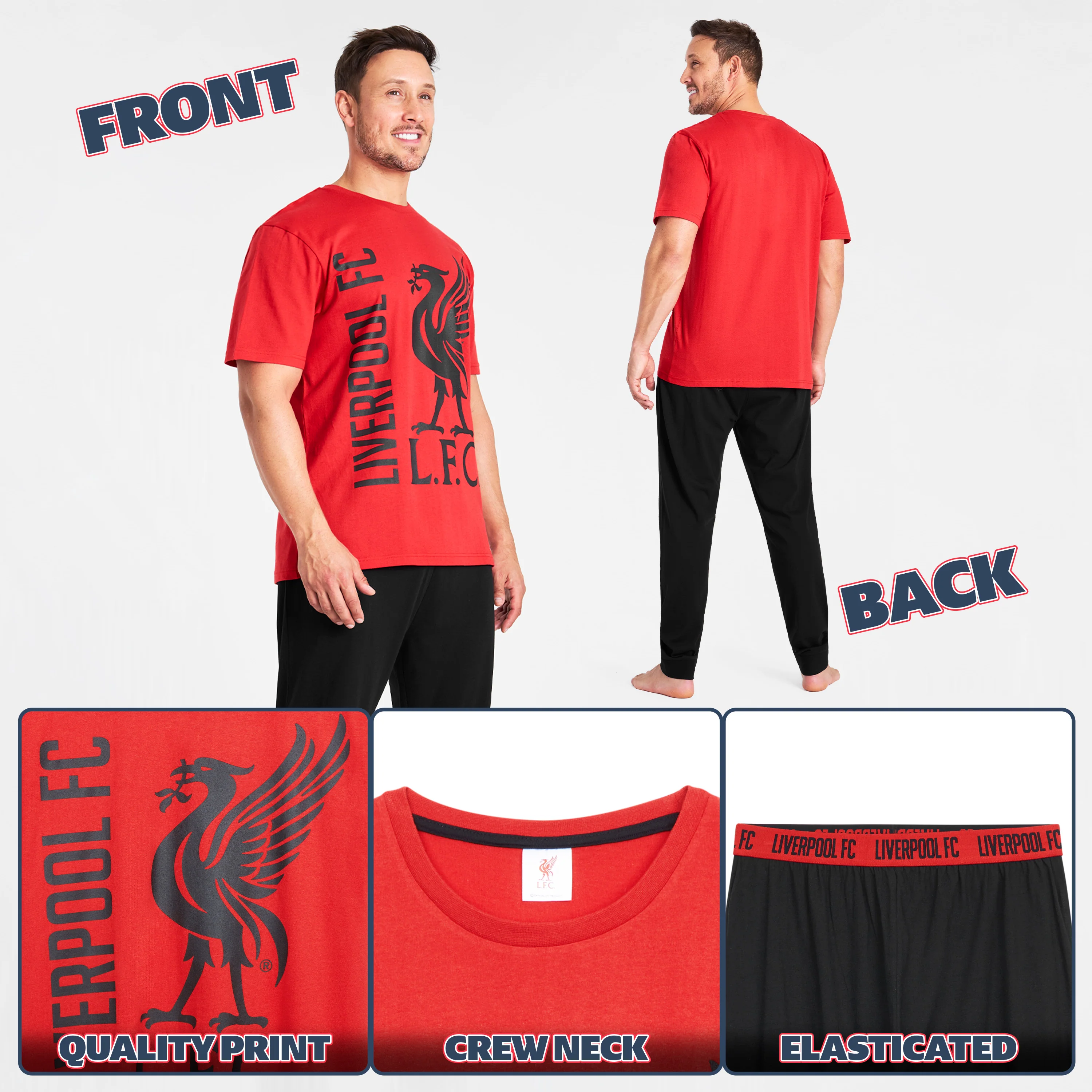 Liverpool F.C. Mens Pyjamas Set, Long Cotton PJs, Football Gifts - Image 4