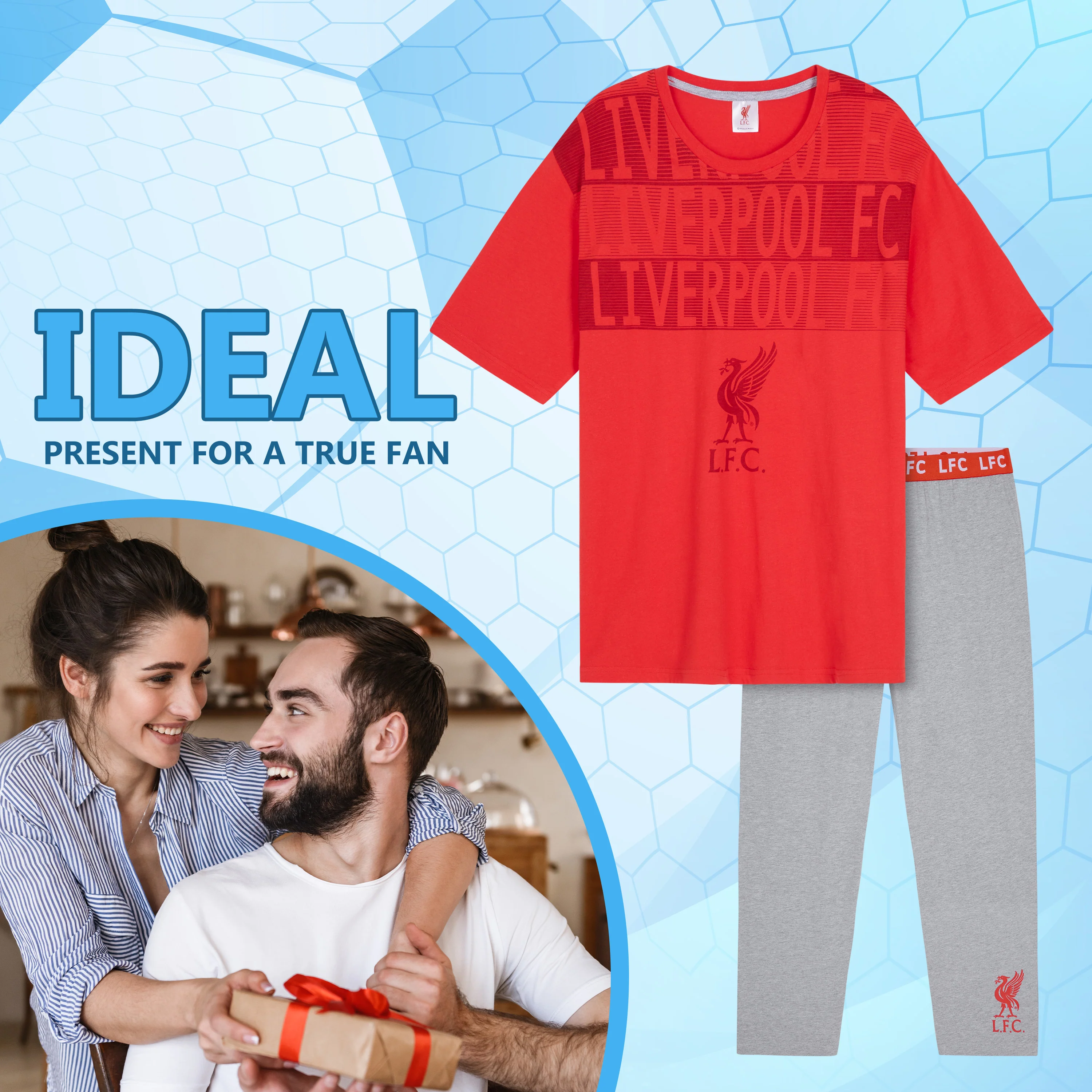Liverpool F.C. Mens Pyjamas Set - Red & Grey - Image 3
