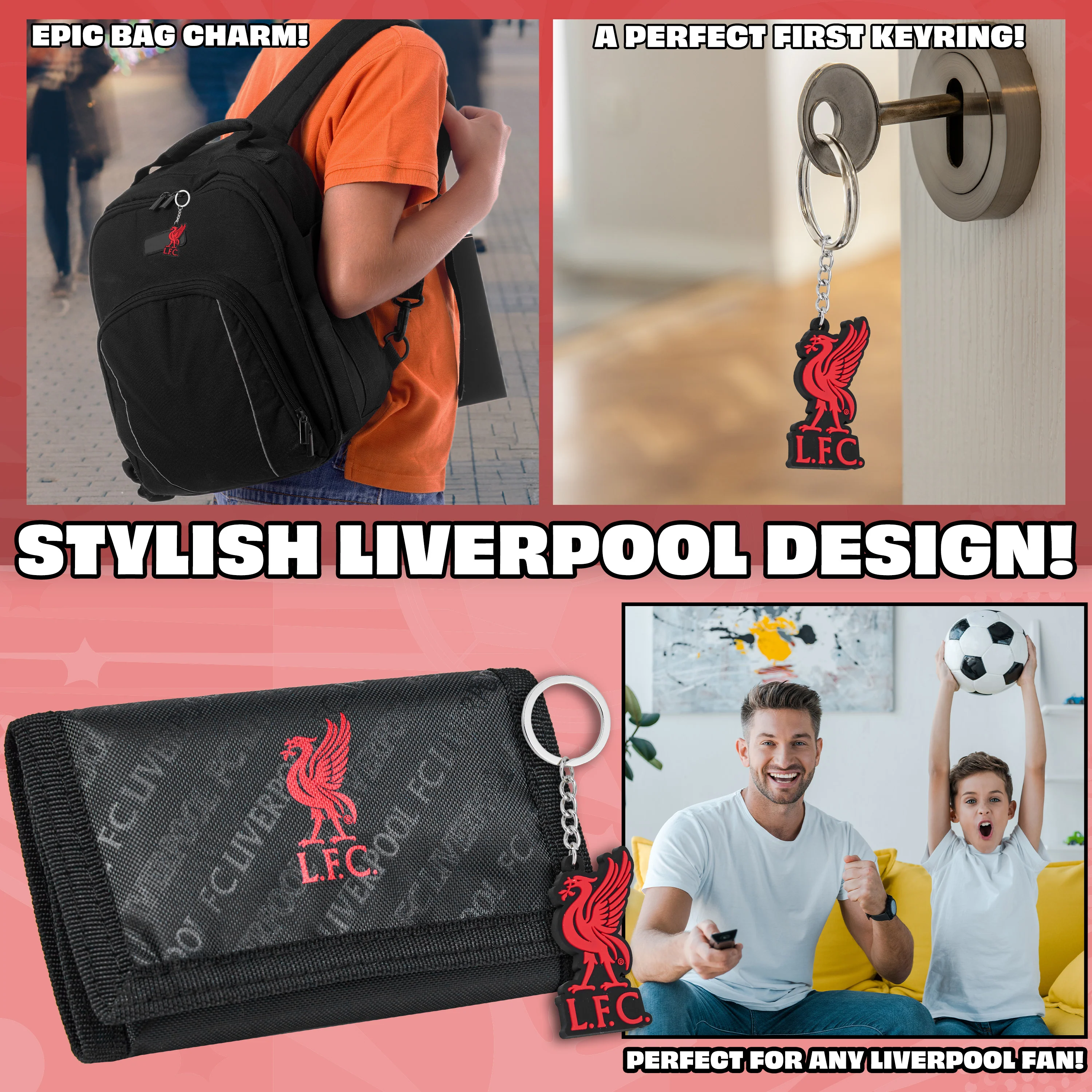 Liverpool F.C. Sports Fan Trifold Wallet Accessories Set with Card Slots & Coin Pocket - Image 4