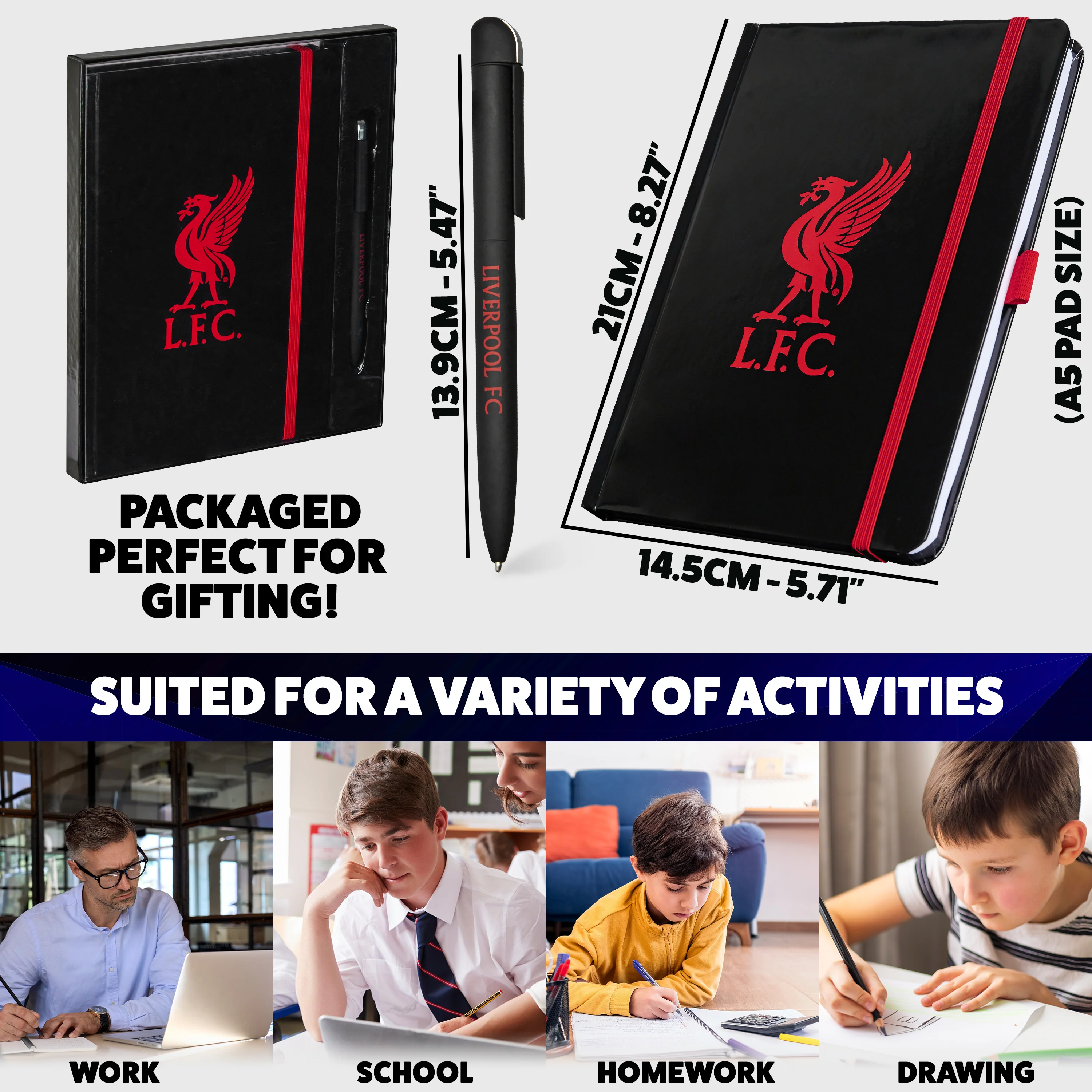Liverpool F.C. Supporters' Gear Stationery Set A4 Notebook & Pen - LFC Gifts - Image 5
