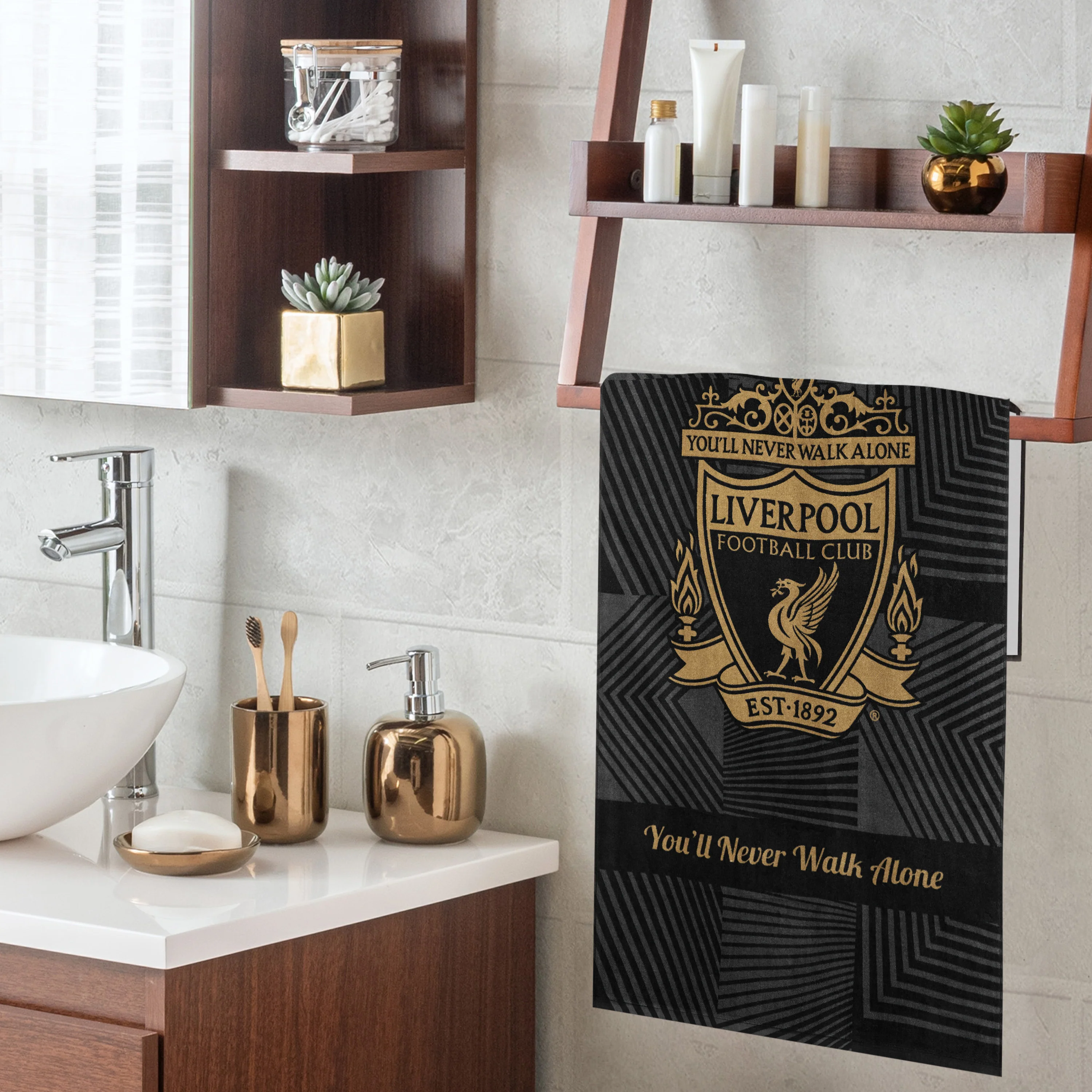 Liverpool F.C. Towel for Men Women Teens Boys 100% Cotton Football Crest Quick Dry Beach Bath Towel for Swim Gym Holiday Shower Bath Supporters' Gear 137x69cm (Black) - Image 5