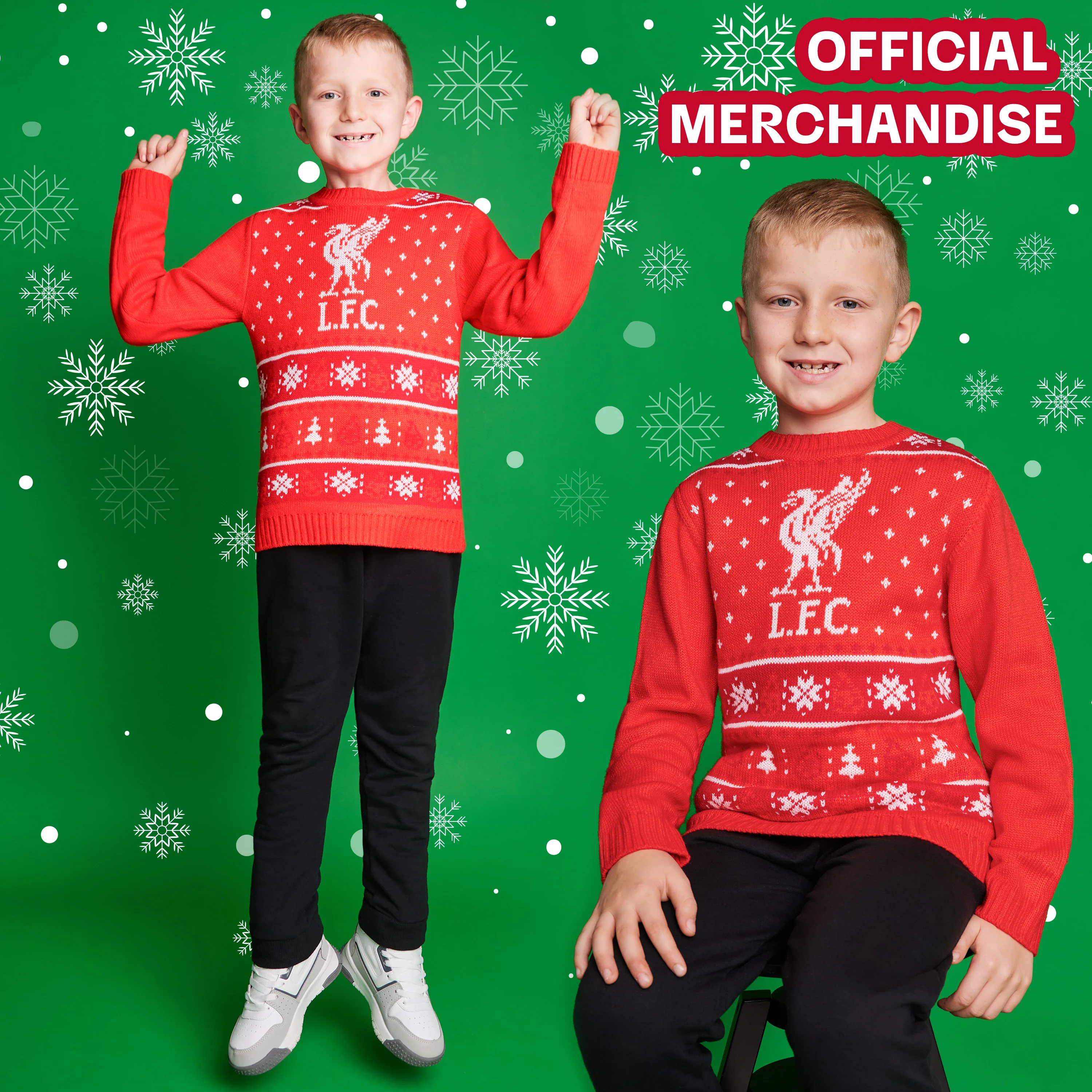 Liverpool FC Christmas Jumper Kids Teenagers Warm Cosy Football Xmas Jumper - Image 5