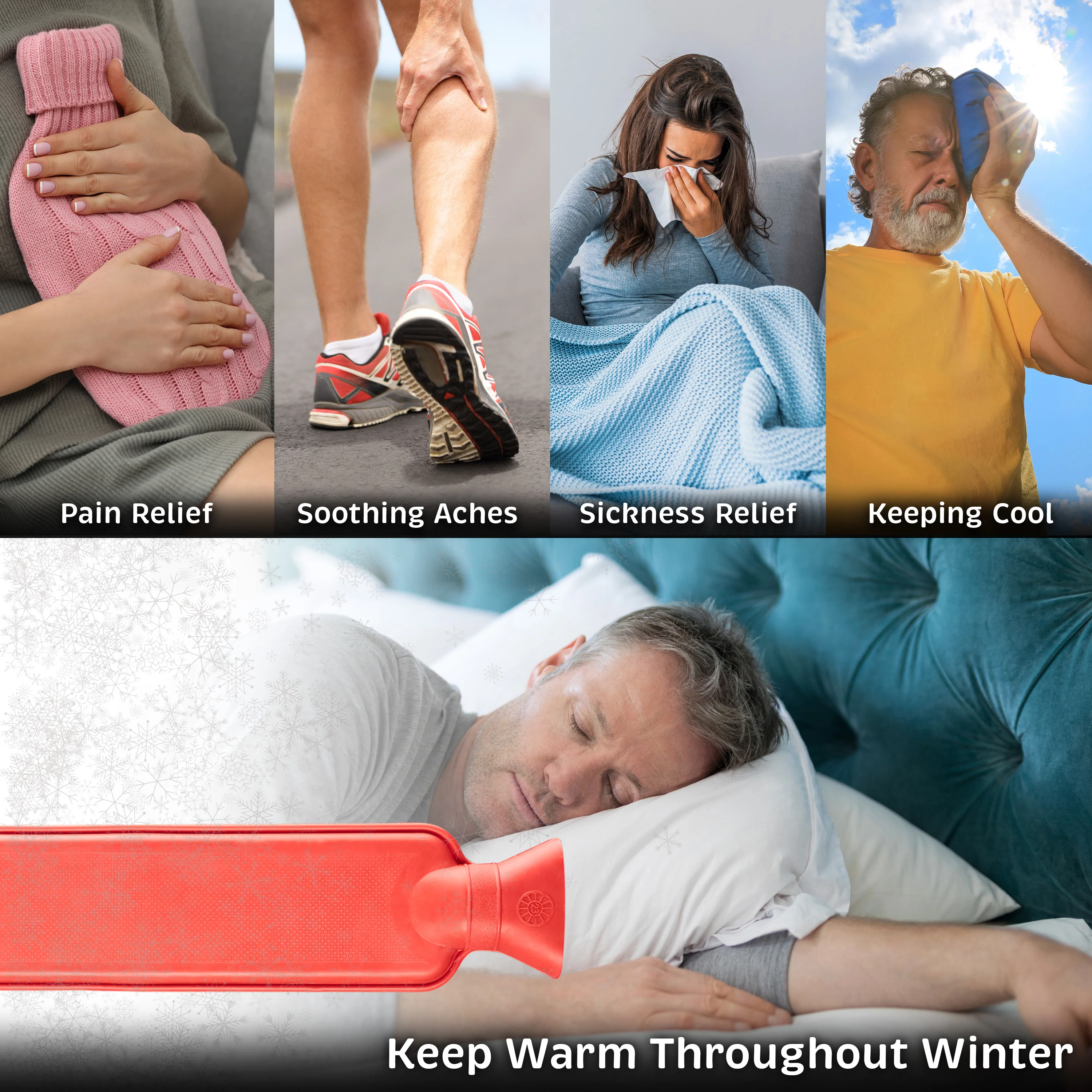 Long Hot Water Bottle 2L - Pack of 2 - Image 3