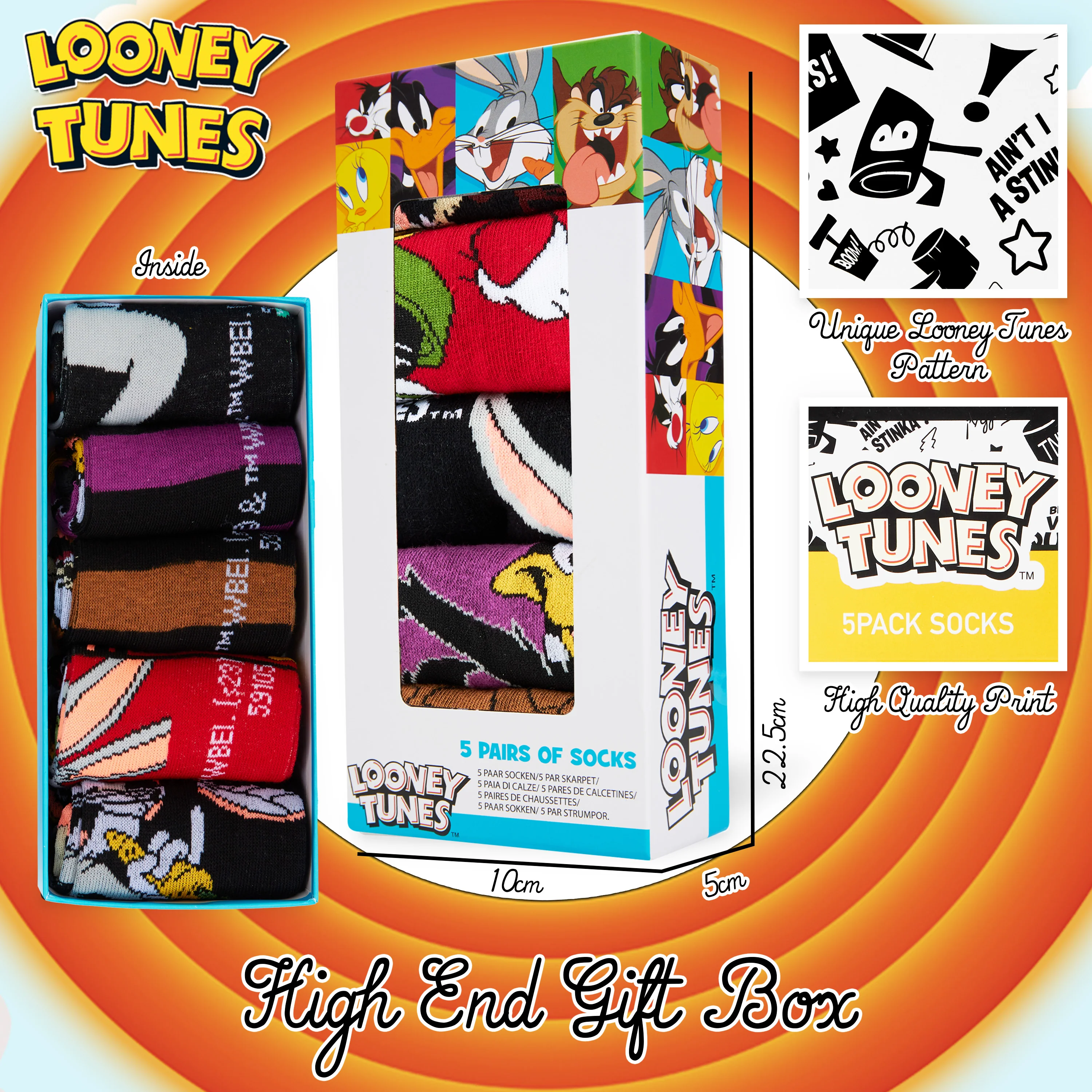 LOONEY TUNES Mens Socks Pack of 5 Crew Socks for Men Teenagers Soft Breathable Work Sports Casual Size 6-10 Mens Gifts - Image 4