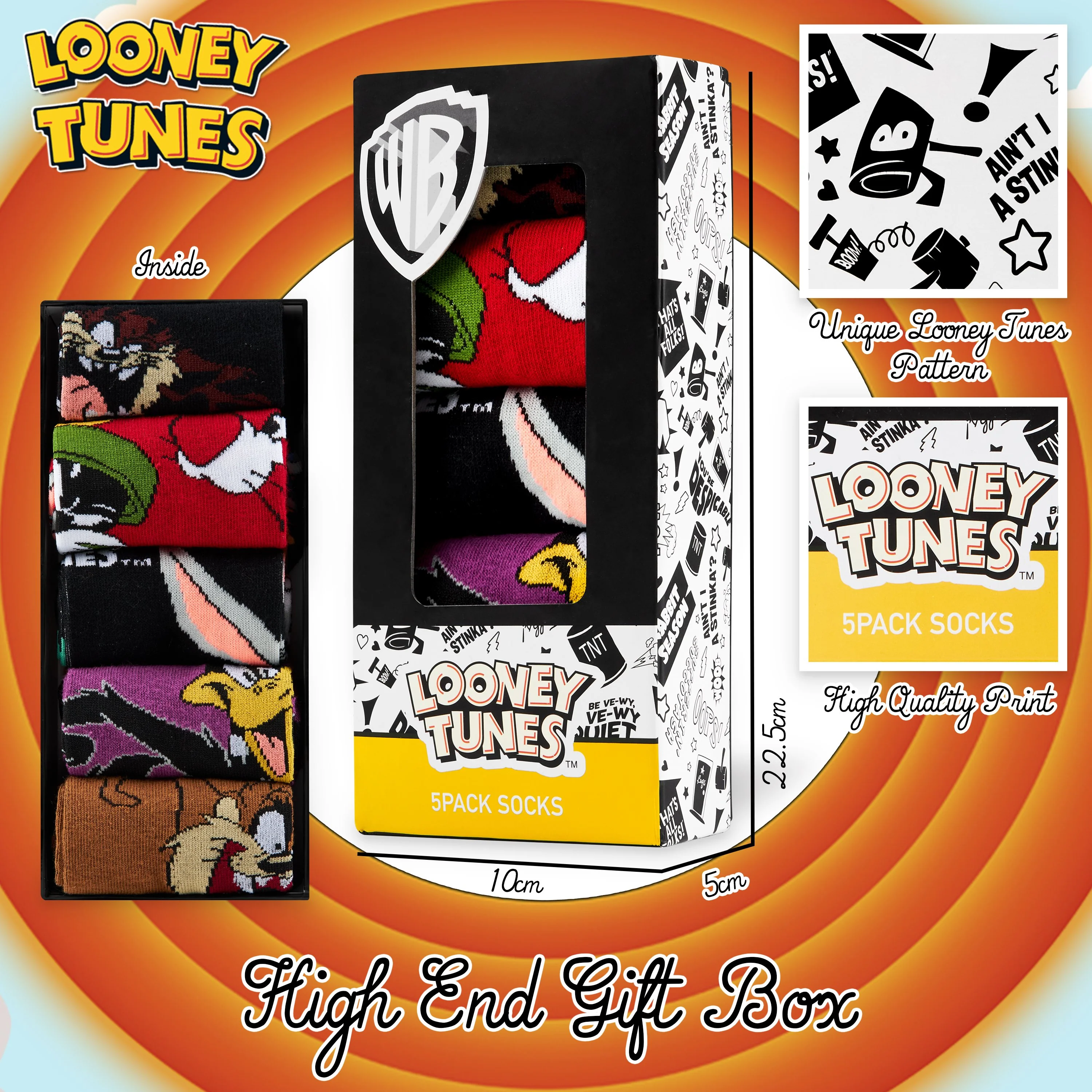 LOONEY TUNES Mens Socks Pack of 5 Crew Socks for Men Teenagers Soft Breathable Work Sports Casual Size 6-10 Mens Gifts - Image 4