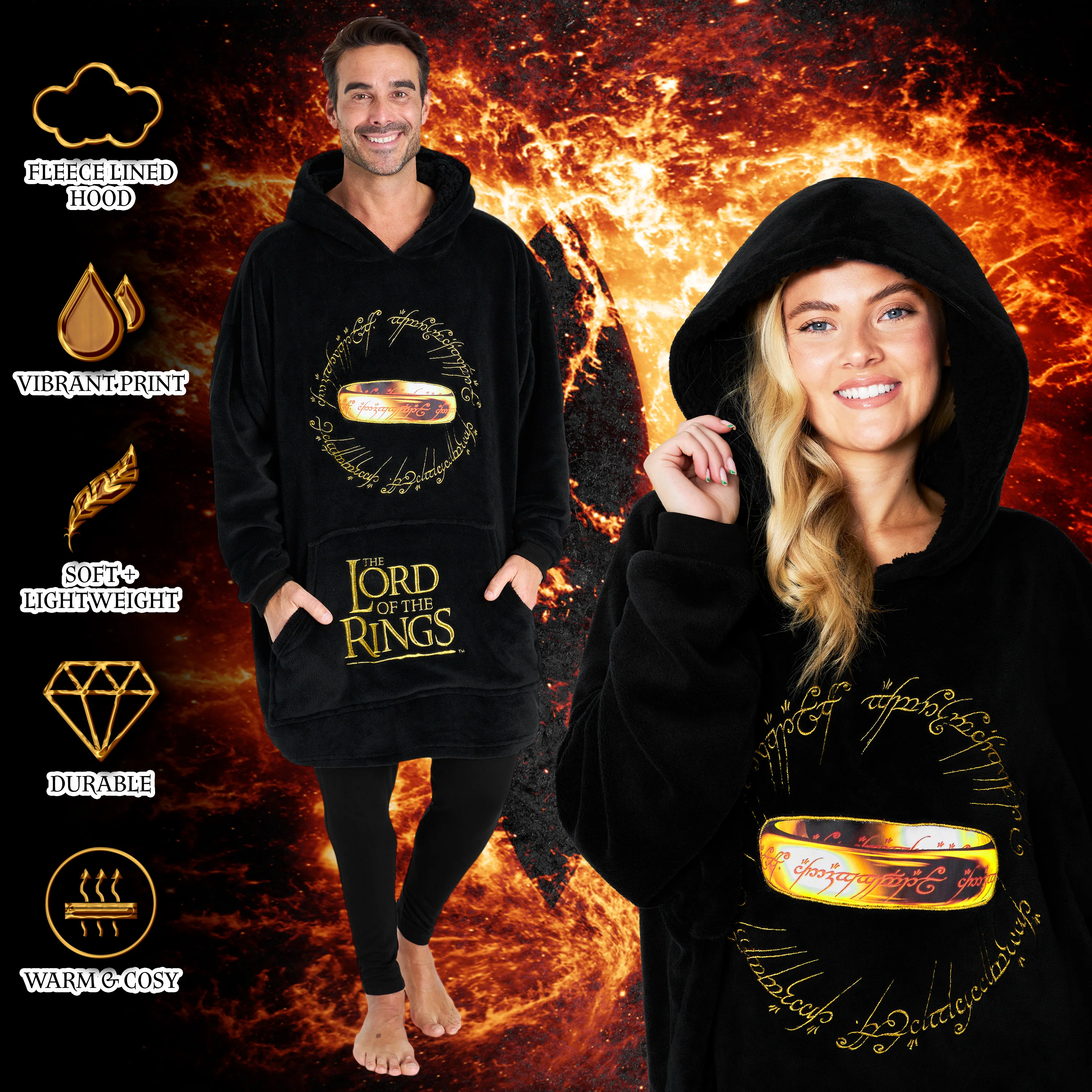 Lord of the Rings Blanket Hoodie Men Oversized Hoodie Blanket Women Black - Image 3