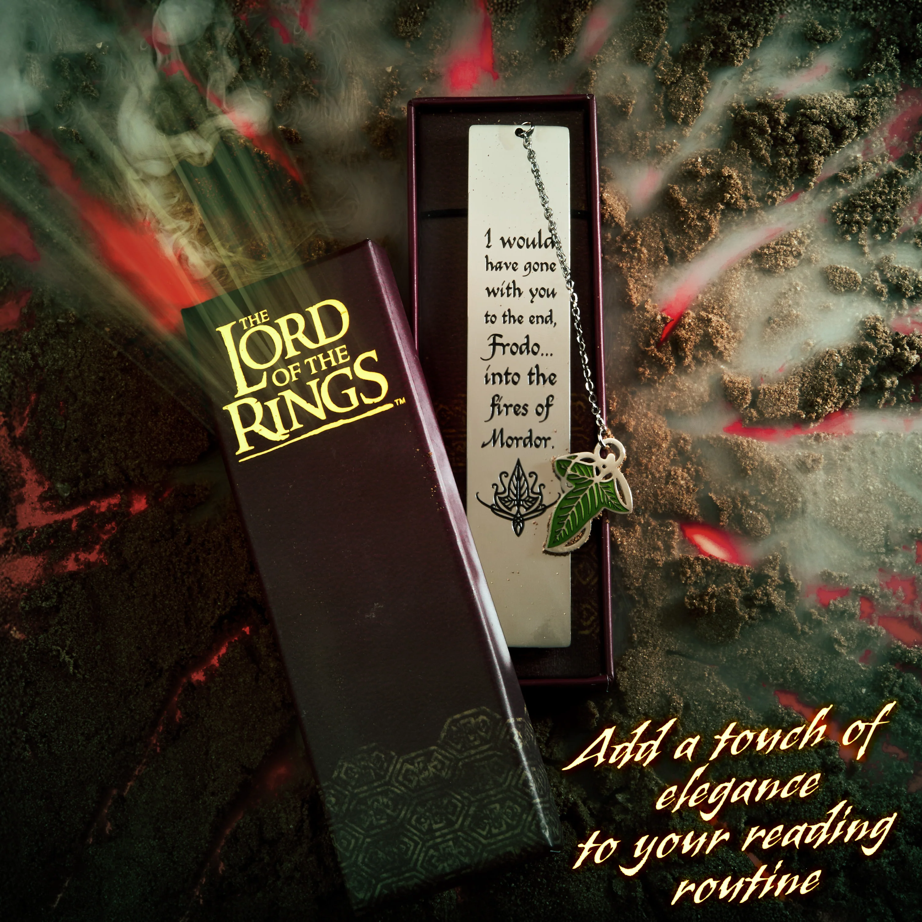 Lord of The Rings Metal Bookmarks Adults Teens Kids with Gift Box Book Marker with Quote and Charm - School University Graduation Reading Gift Box (Silver with Leaf) - Image 4