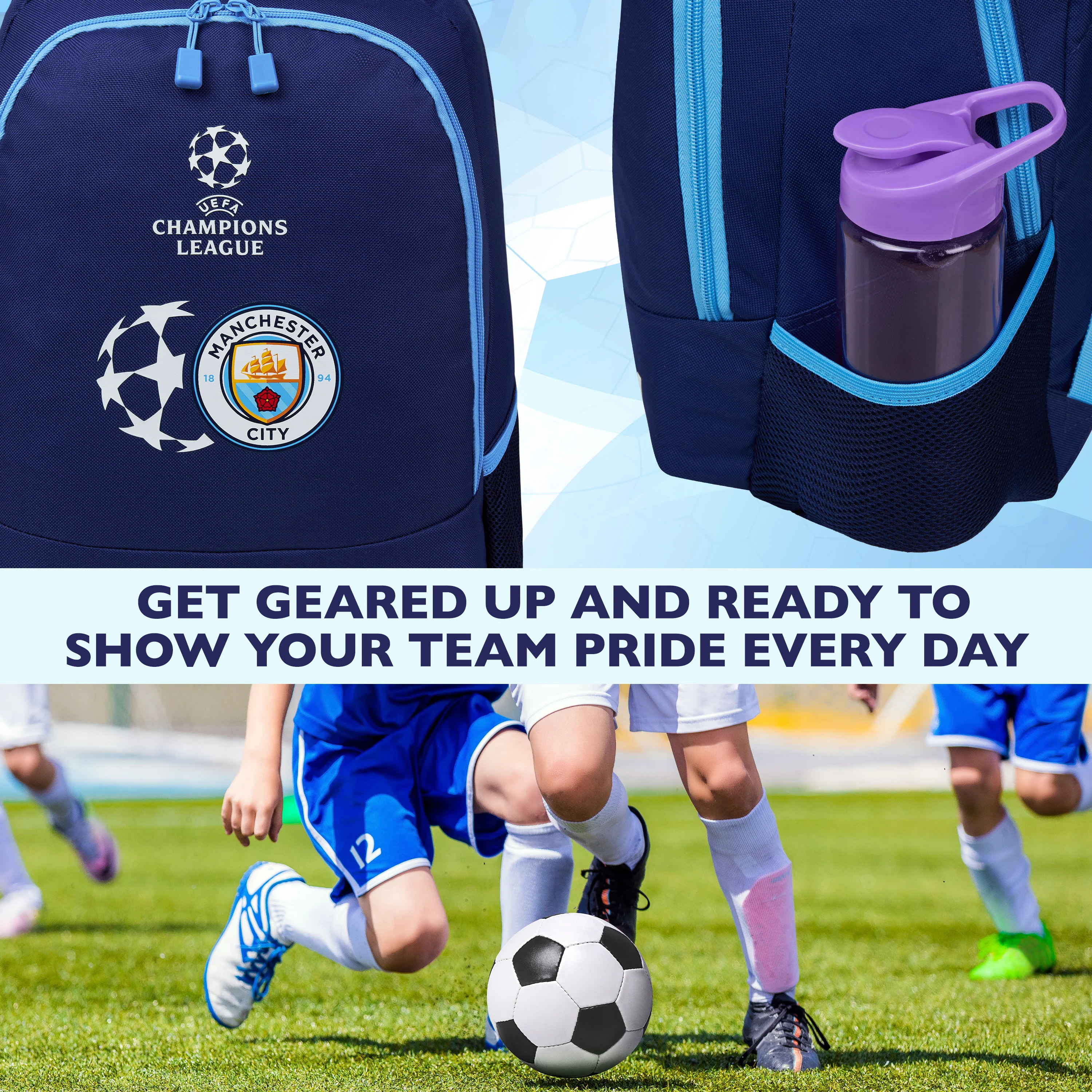 MANCHESTER CITY F.C. Backpack for Men Teens Rucksack Work Boys School Bag Official Merchandise Sports Travel Supporters' Gear Football Gifts for Men - Image 3