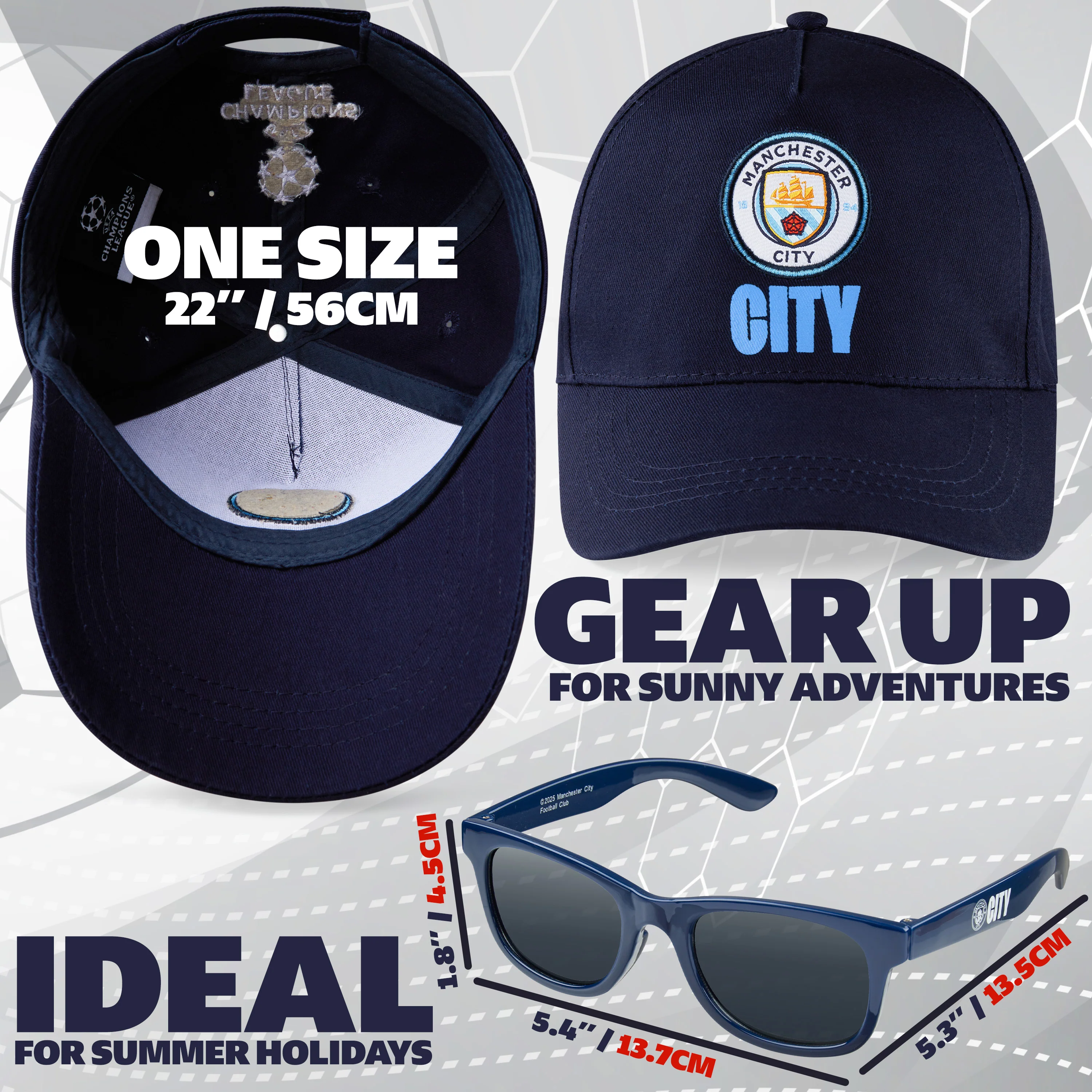 MANCHESTER CITY F.C. Baseball Capand Kids Sunglasses Set Summer Sun Hat 100% UV - Image 7