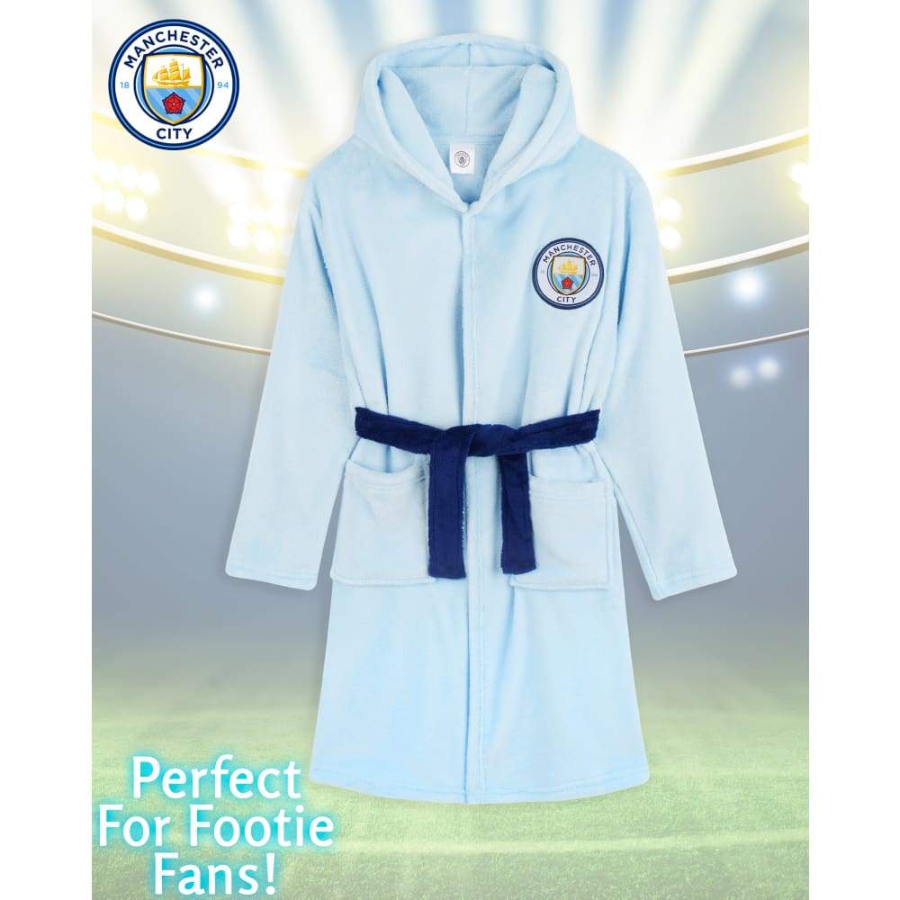 Manchester City F.C. Boys Dressing Gown, Kids Hooded Robe, Football Gifts - Image 3