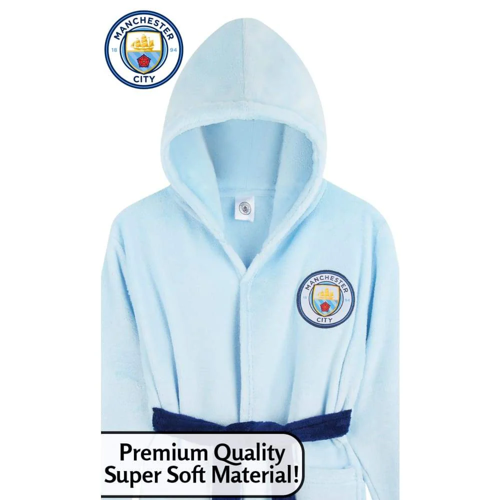 Manchester City F.C. Boys Dressing Gown, Kids Hooded Robe, Football Gifts - Image 5