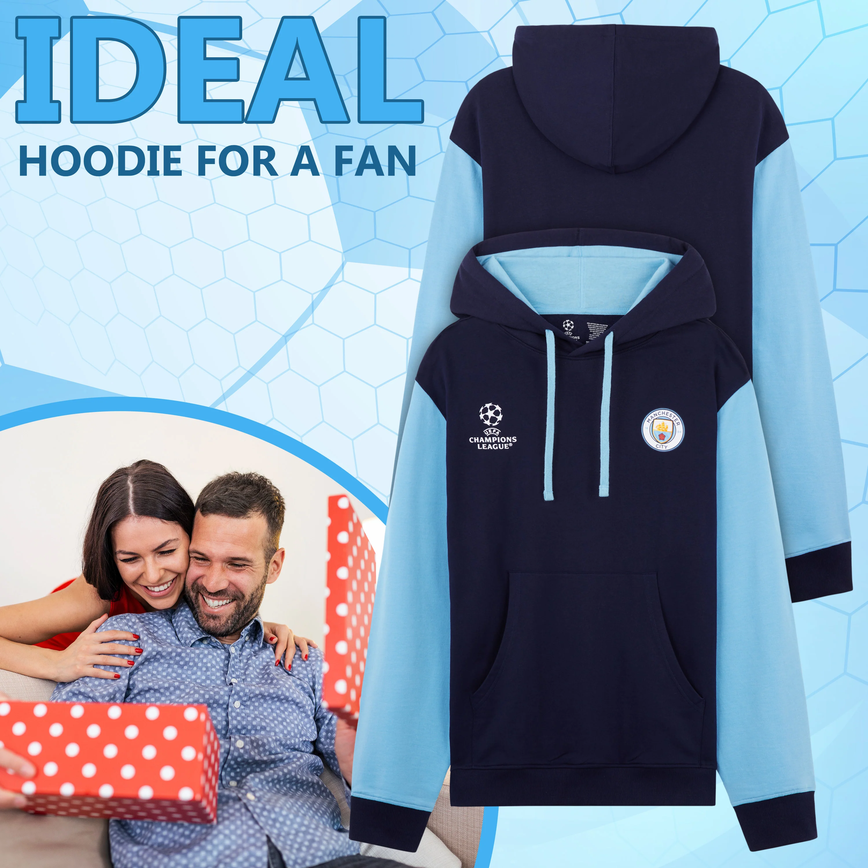 MANCHESTER CITY F.C. Mens Hoodie Teenagers Warm Hooded Sweatshirt Man City Gifts - Image 2