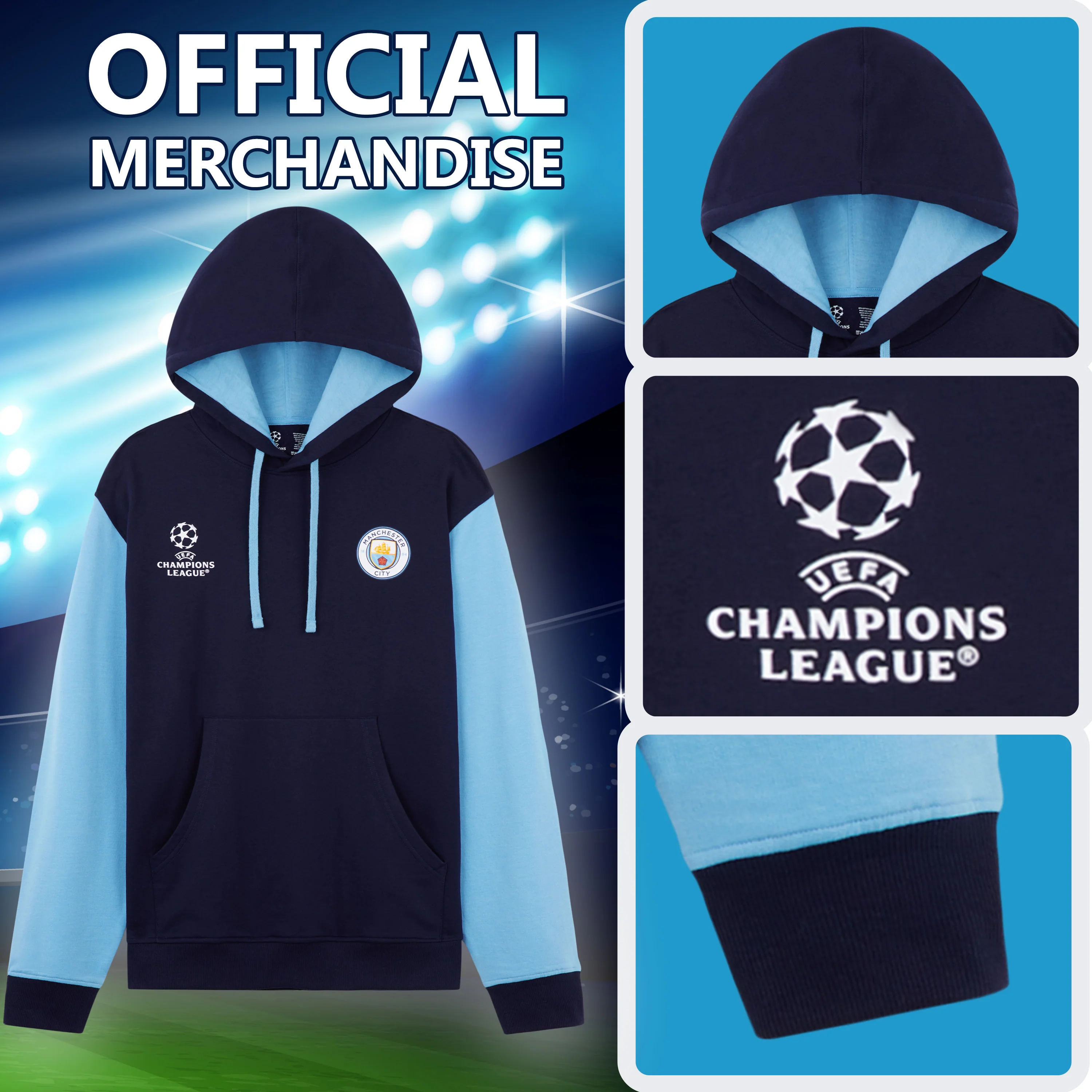 MANCHESTER CITY F.C. Mens Hoodie Teenagers Warm Hooded Sweatshirt Man City Gifts - Image 4