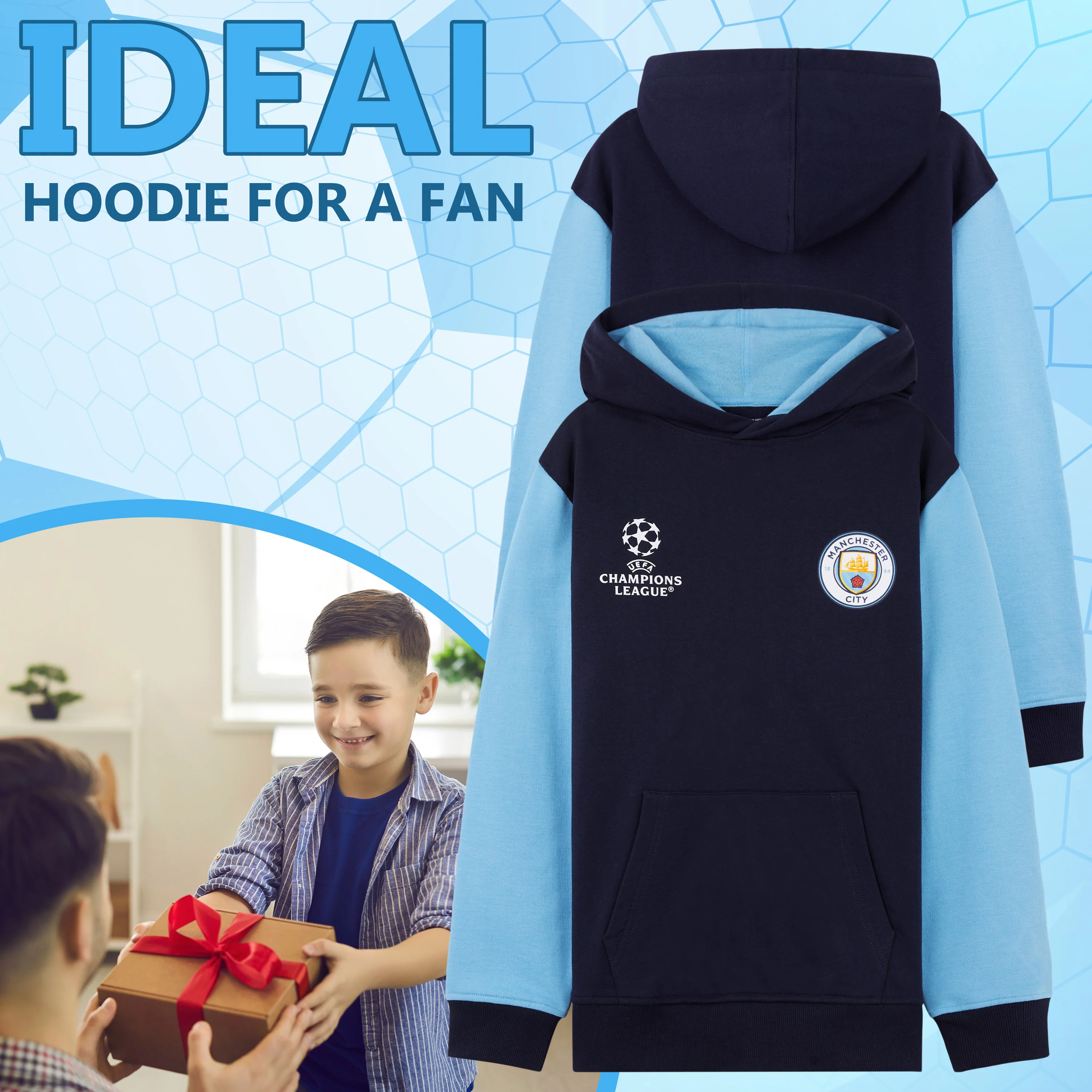MANCHESTER CITY F.C. Boys Hoodie Teenagers Warm Hooded Sweatshirt Man City Gifts - Image 2