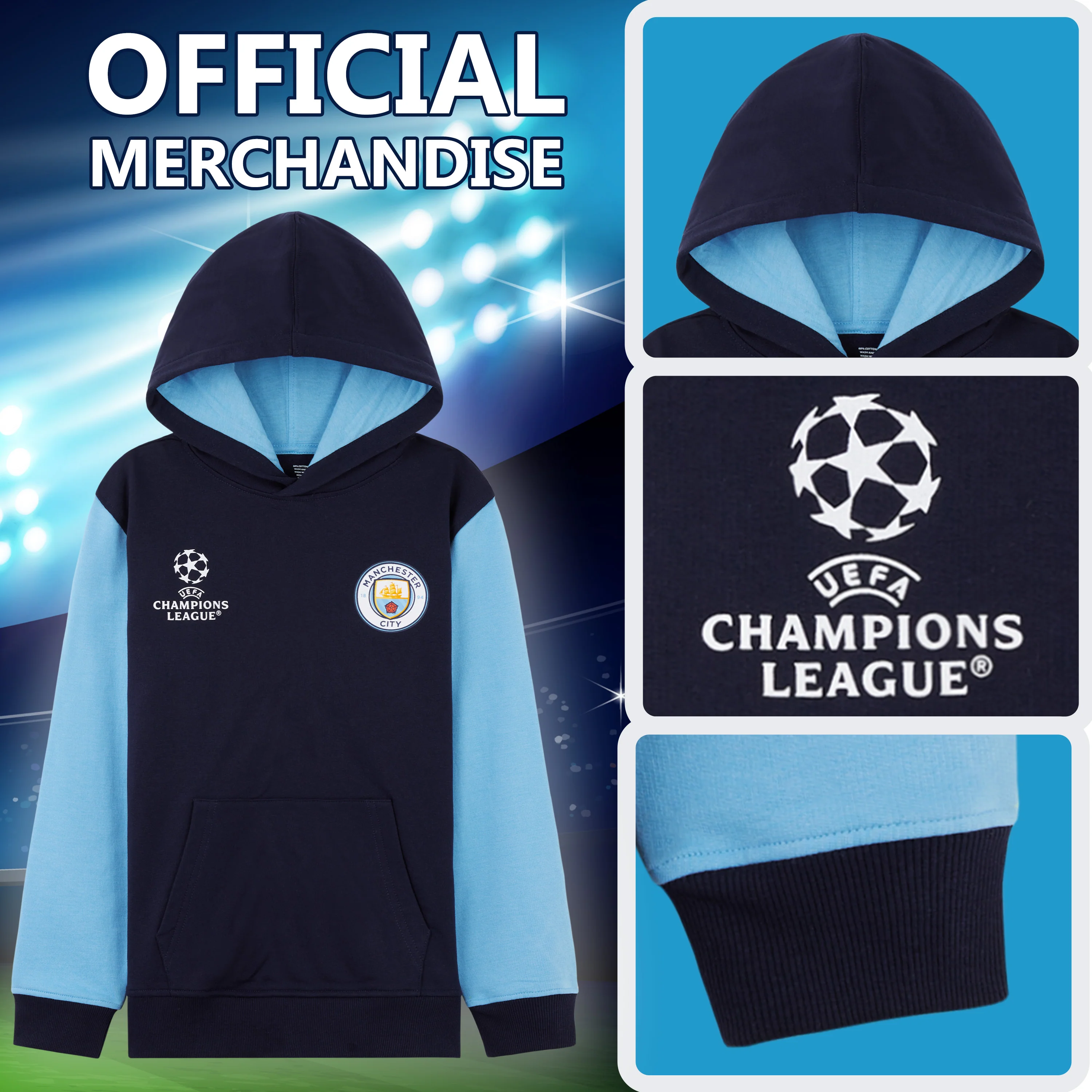 MANCHESTER CITY F.C. Boys Hoodie Teenagers Warm Hooded Sweatshirt Man City Gifts - Image 4