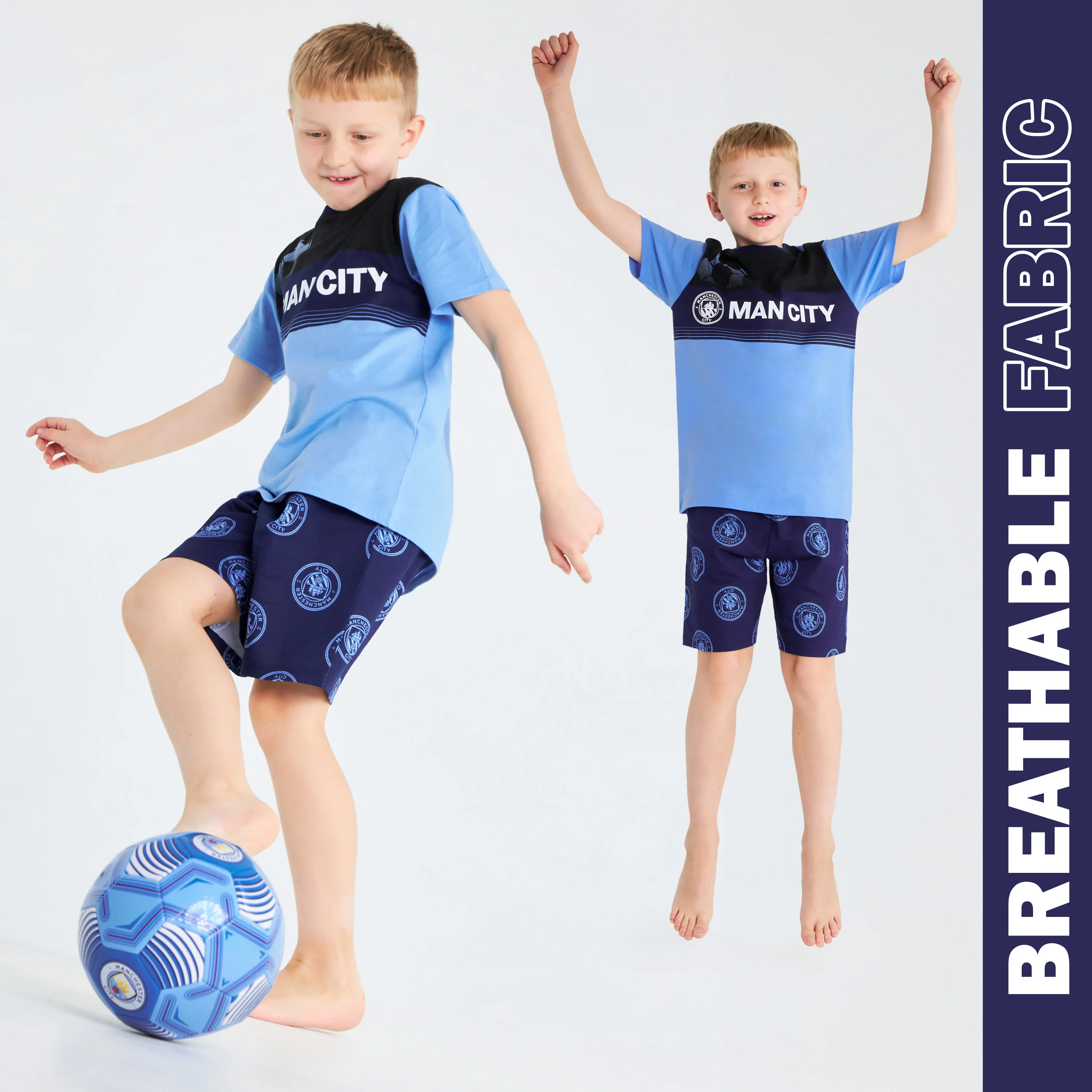 Manchester City F.C. Boys Short Pyjama Set - Black/Blue - Image 5