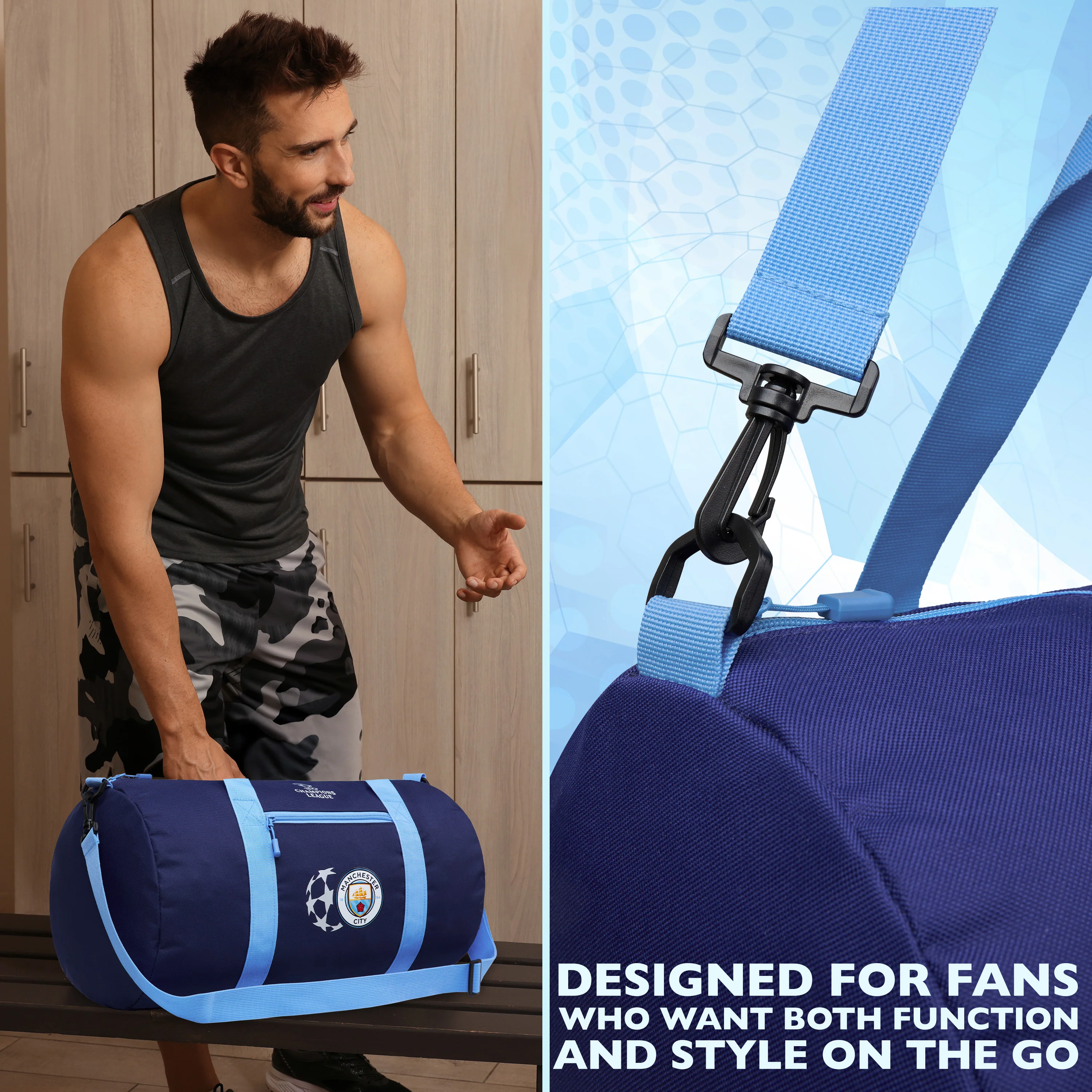 Manchester City F.C. Duffle Bag Sports Holdall for Men Teens - Image 2