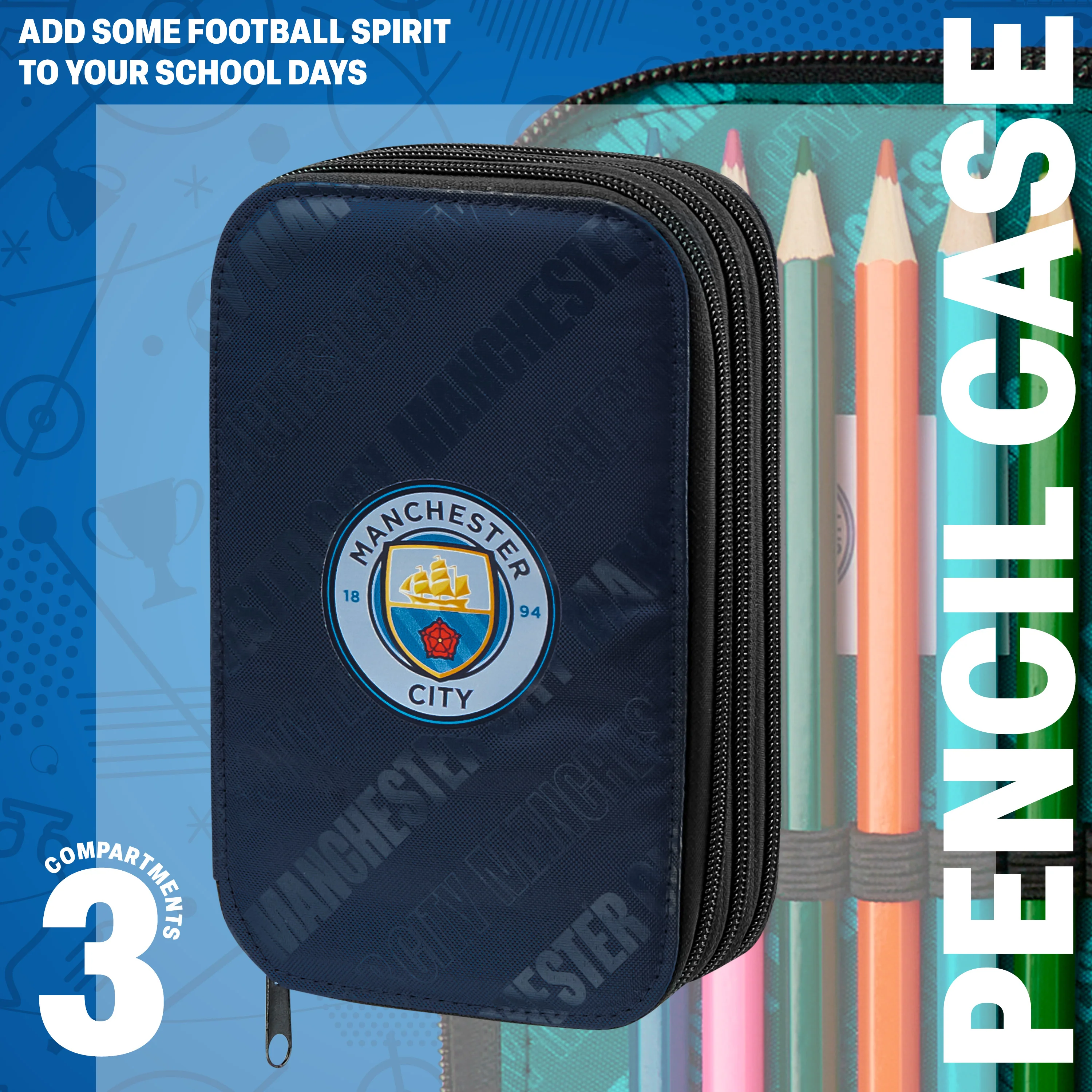 Manchester City F.C. Filled Pencil Case Colouring Stationery Set School Supplies - Image 3