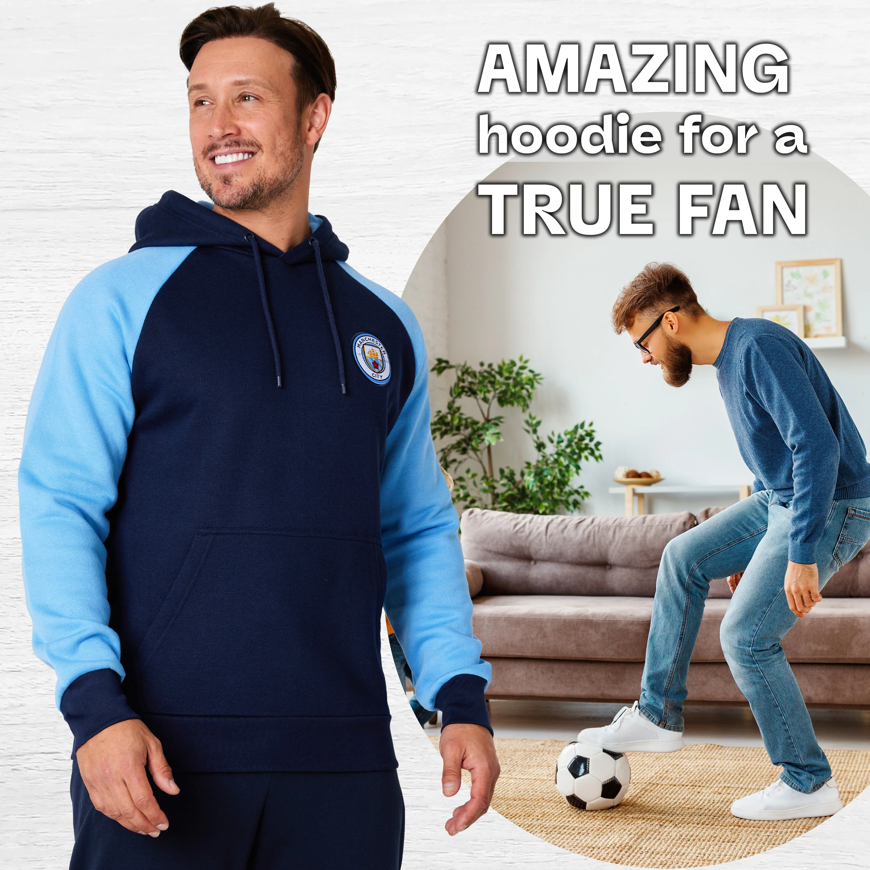 Manchester City F.C. Mens Hoodie with Kangaroo Pocket - Image 2