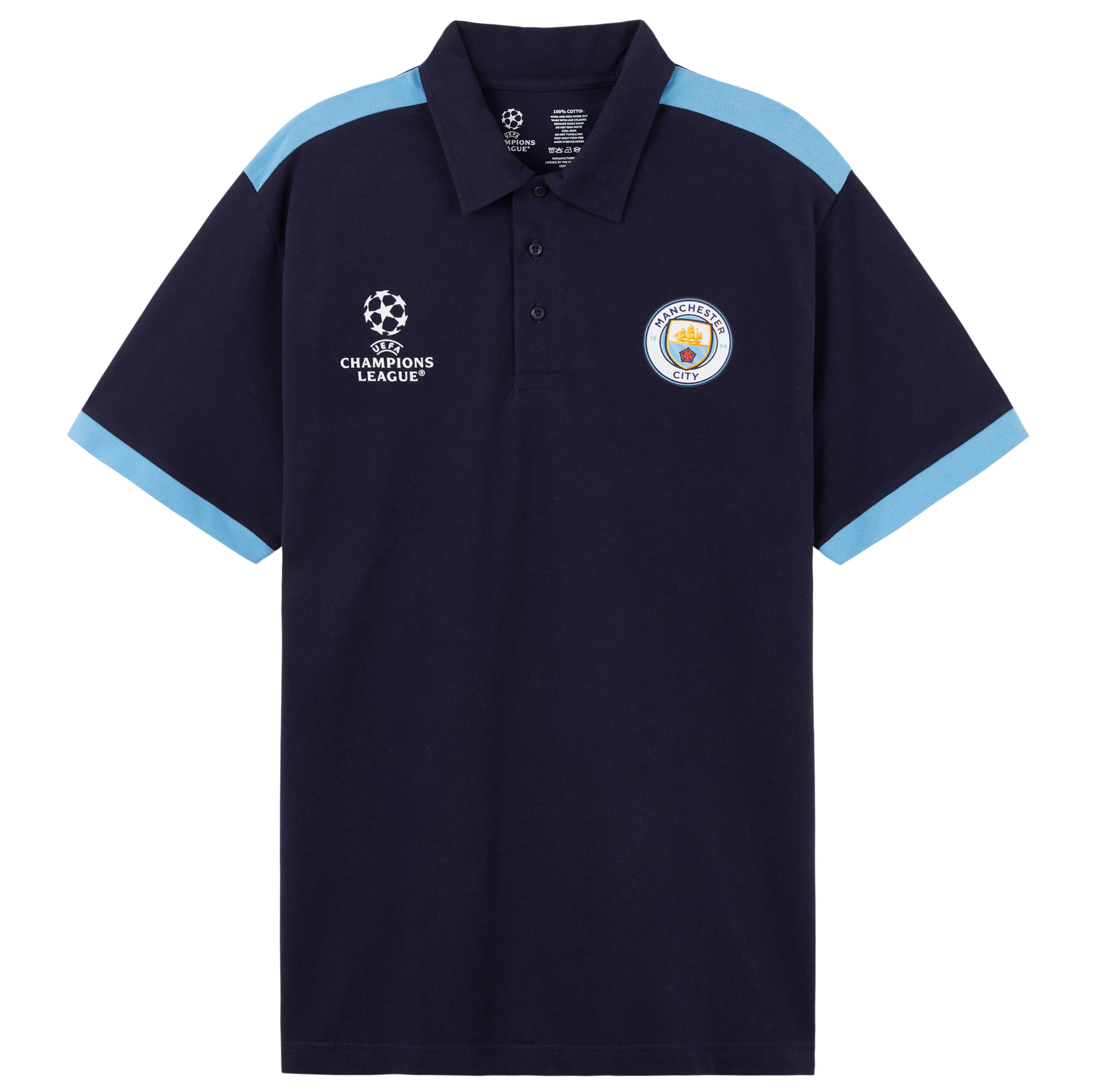 MANCHESTER CITY F.C. Mens Polo Shirt, Short Sleeve Collared T-Shirt Buttoned