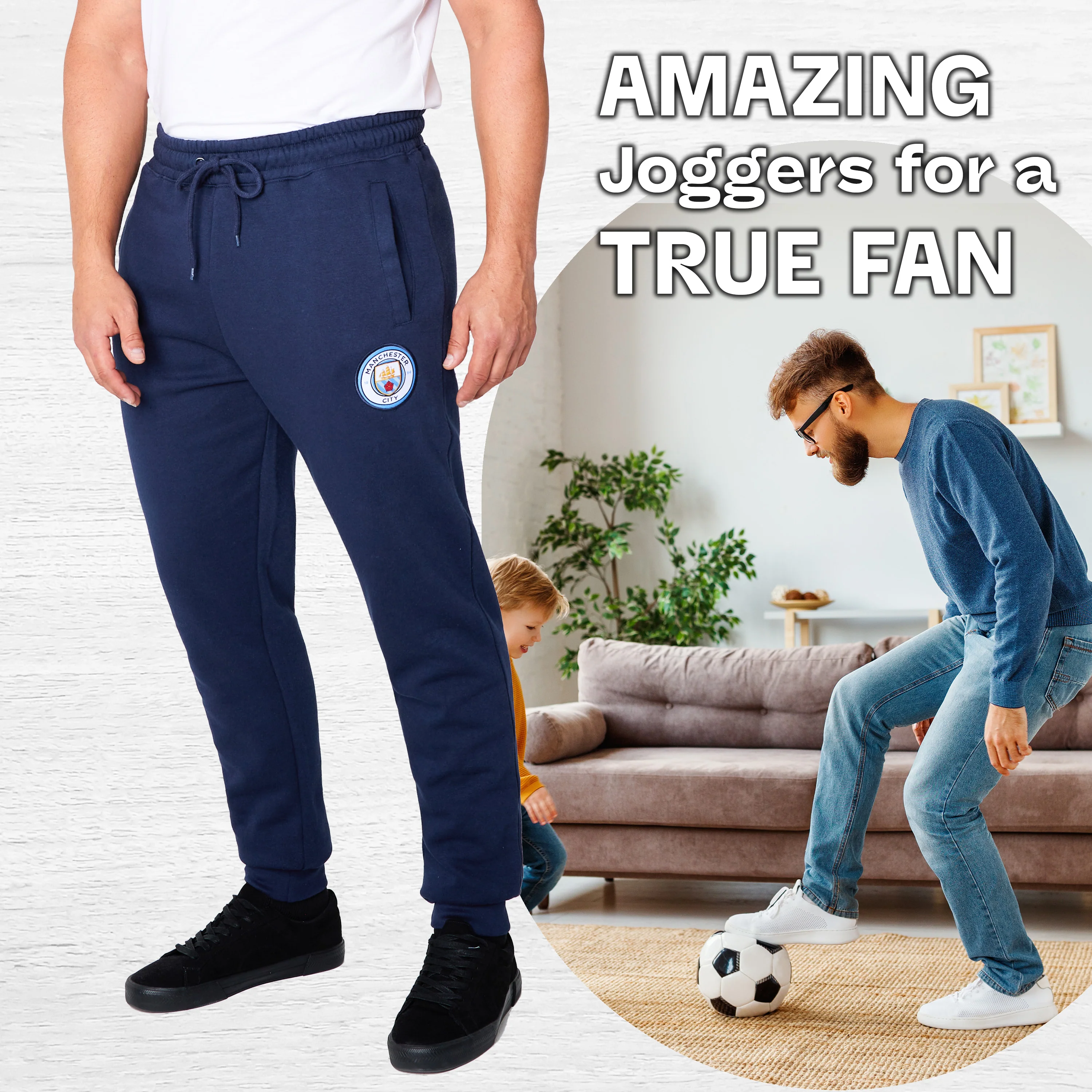 Manchester City F.C. Mens Sweatpants with 2 Pockets and Cuffed Ankles - Image 2