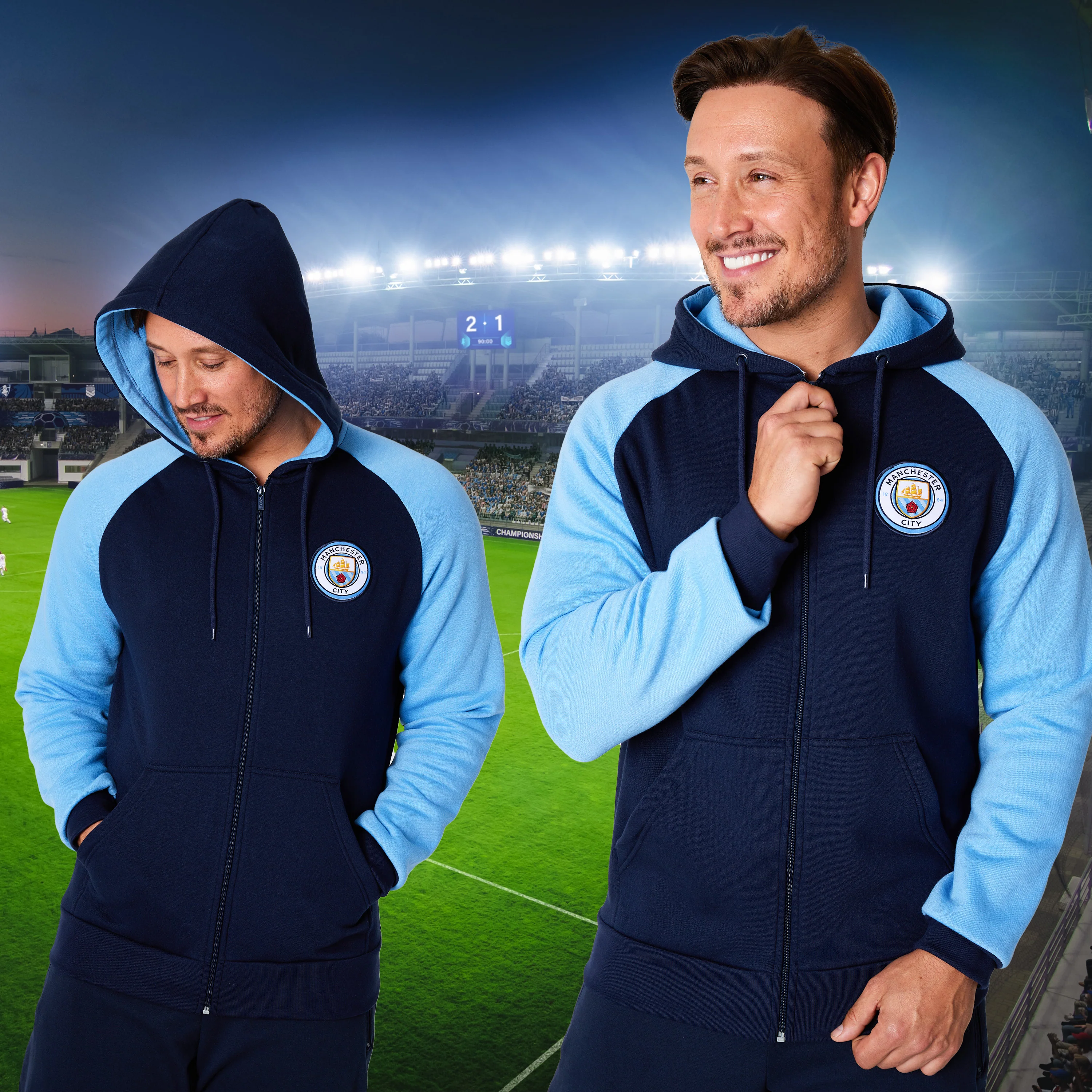 Manchester City F.C. Mens Zip Up Hoodie with Pockets - Image 4