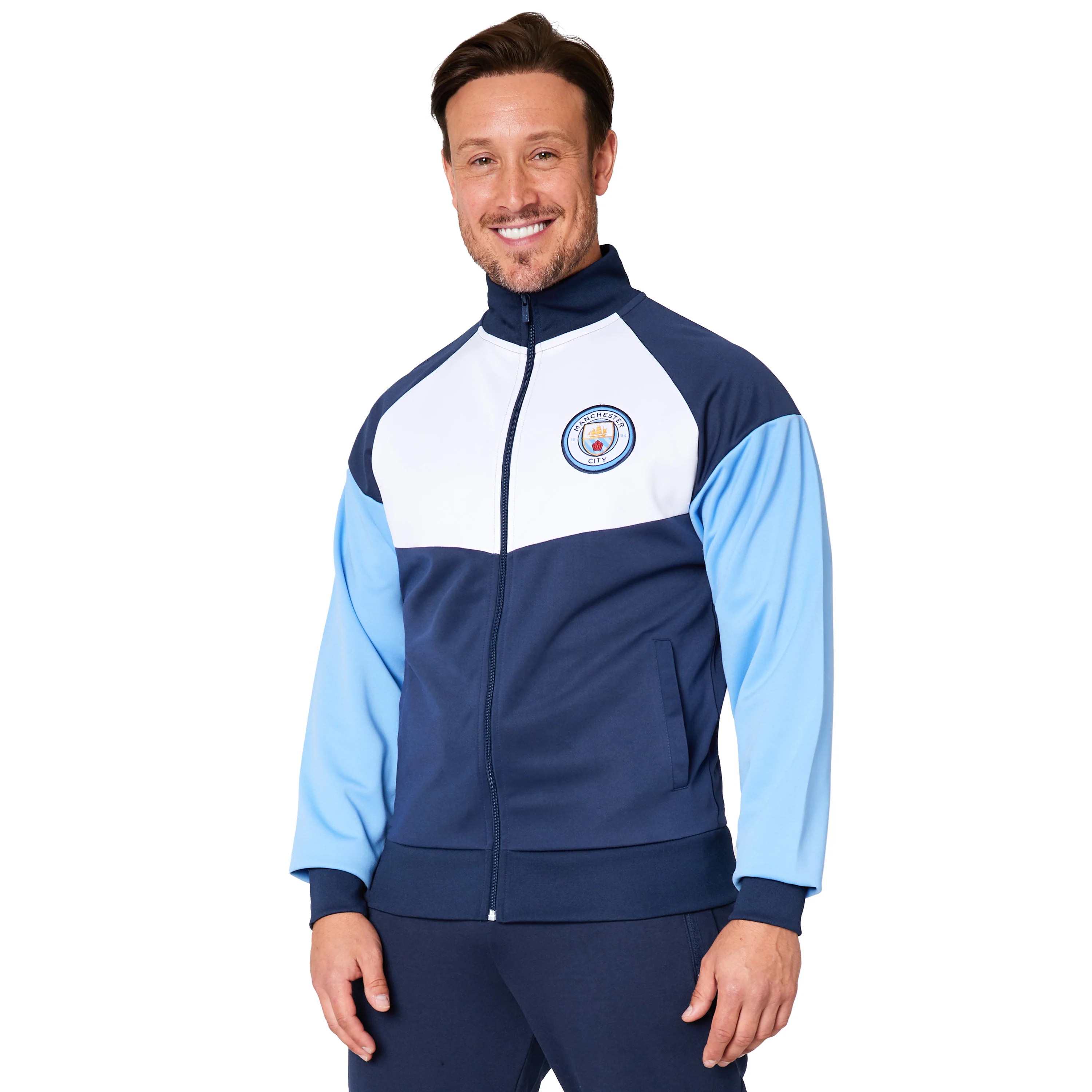 Manchester City F.C. Mens Zip Up Track Jacket with Pockets