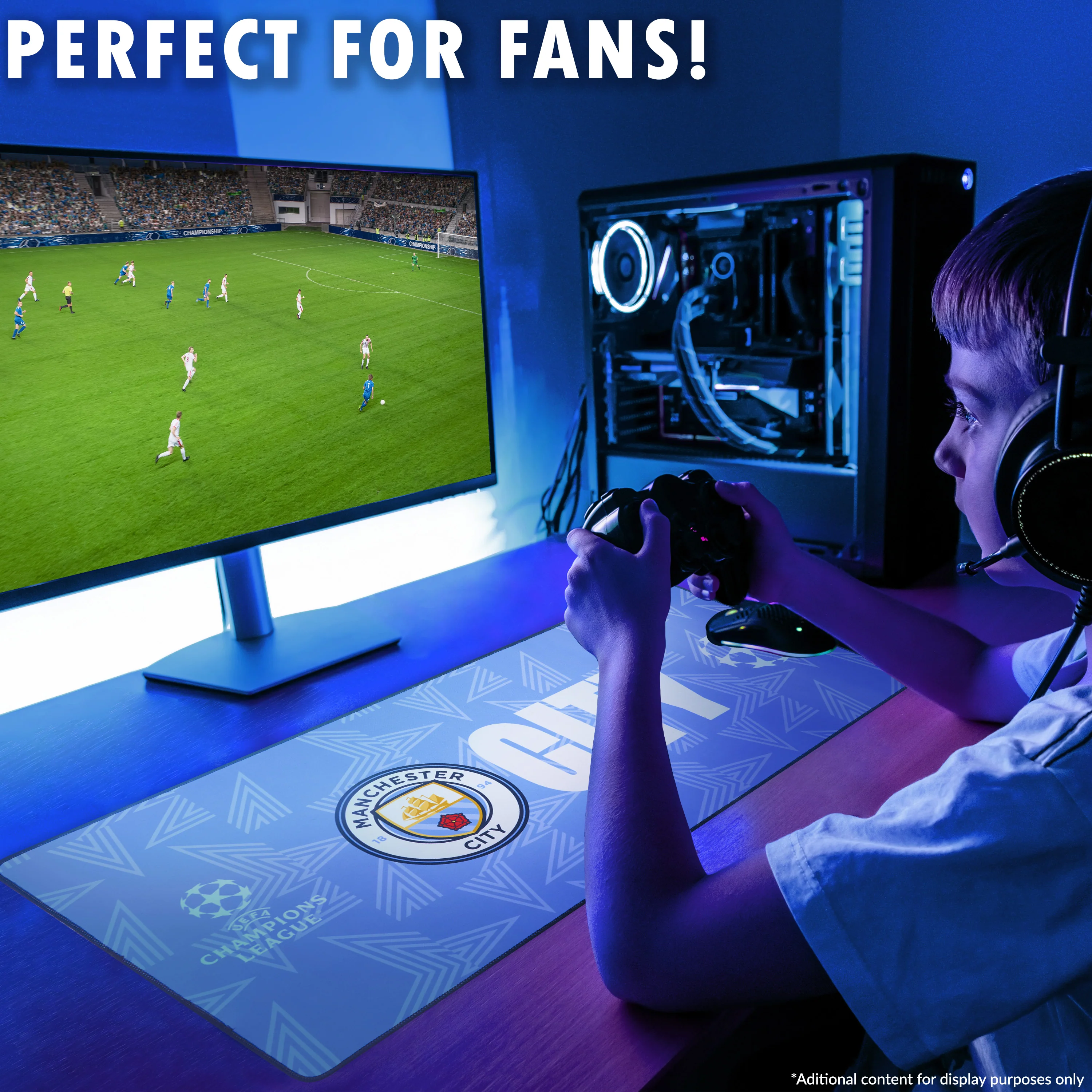 Manchester City F.C. Mouse Mat Large Desk Mat Gaming PC Keyboard Laptop Mouse Pad 80 x 35cm Protector Mat Non Slip Home Office Desk Accessories Football Gifts - Image 6