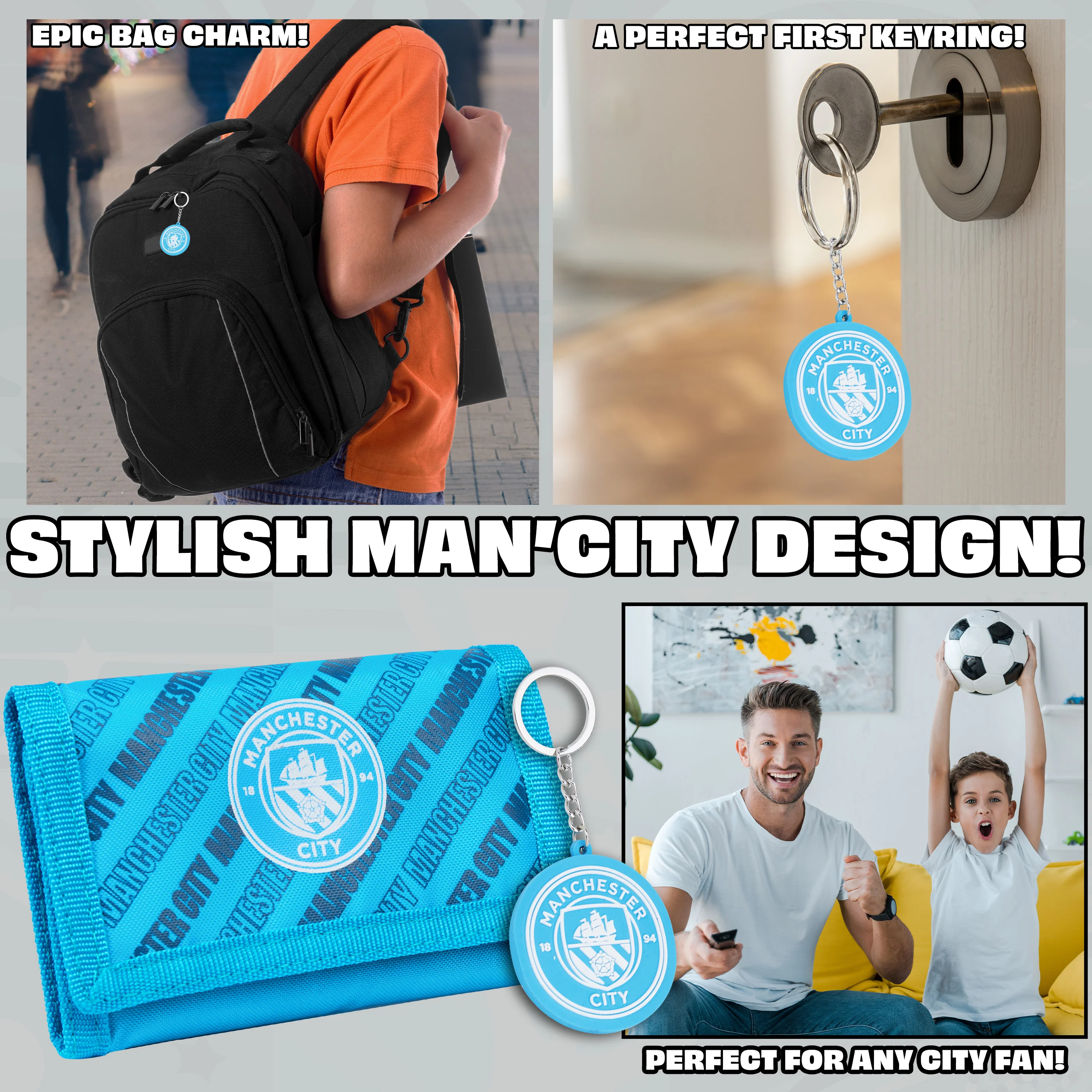 Manchester City F.C. rifold Wallet Accessories Set with Card Slots & Coin Pocket - Image 4