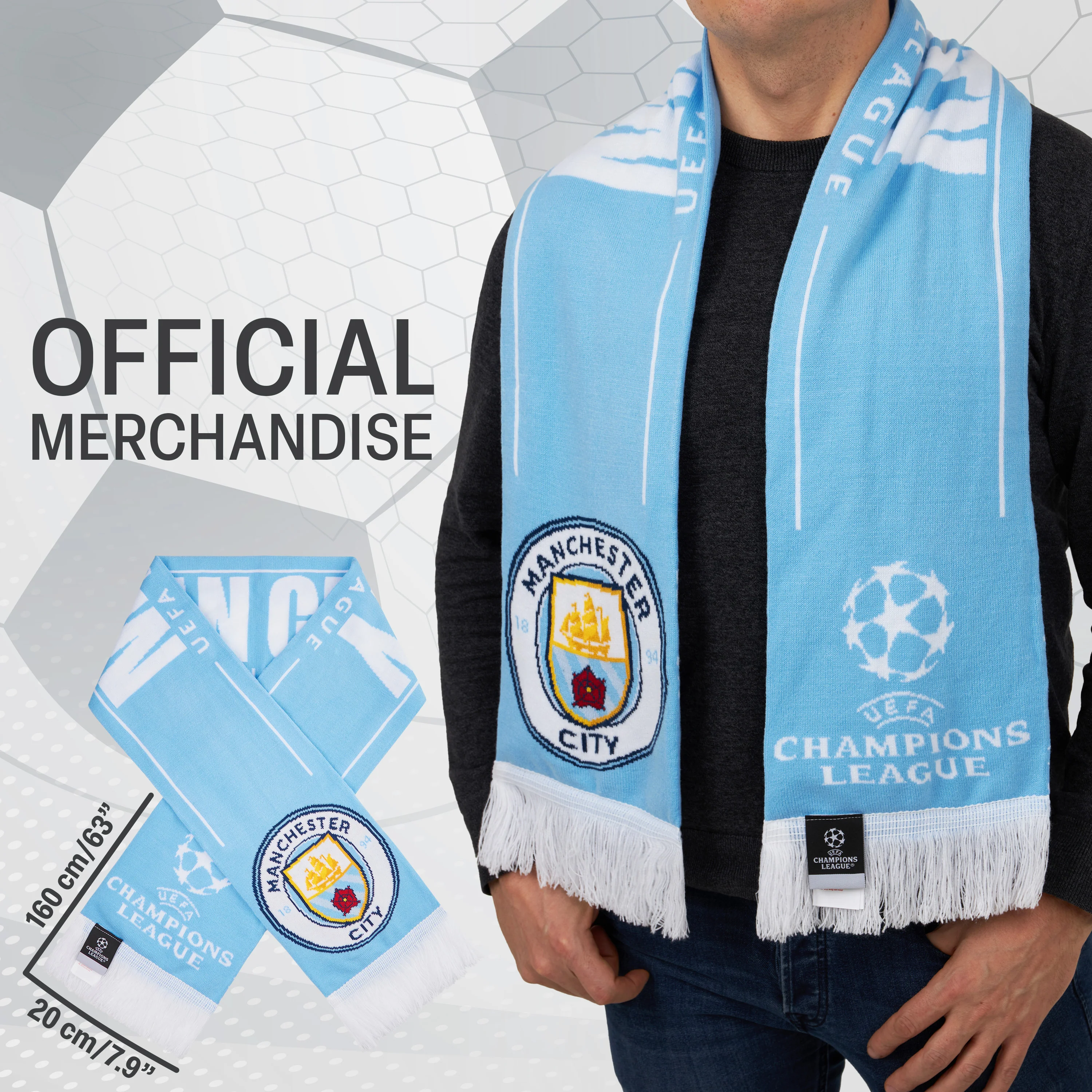 Manchester City F.C. Scarf for Men and Teenagers Cosy Neck Scarf, Man City Gifts - Image 4