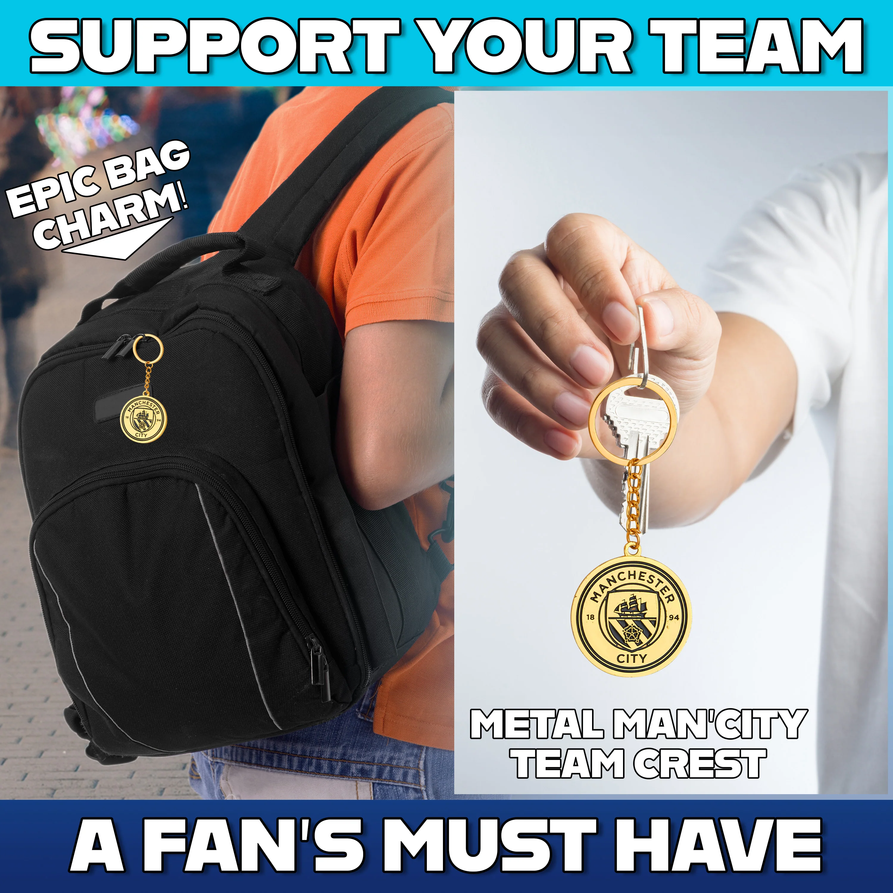 Manchester City F.C. Sports Fan Wallet Accessories Set with Card Slots & Coin Pocket - Image 5