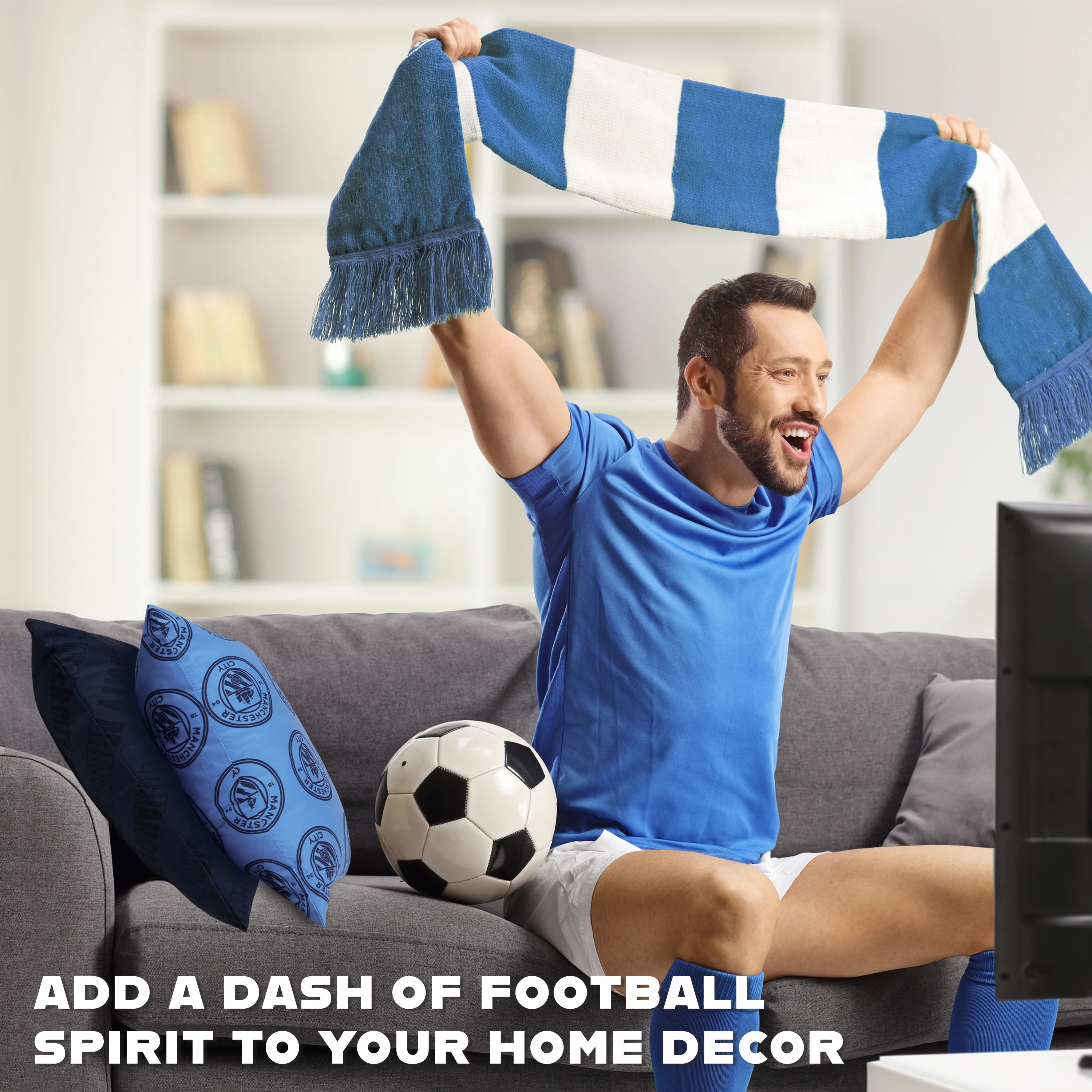 Manchester City F.C. Square Cushion Covers, 39 x 39cm Cushion Cover Pack of 2 - Image 4
