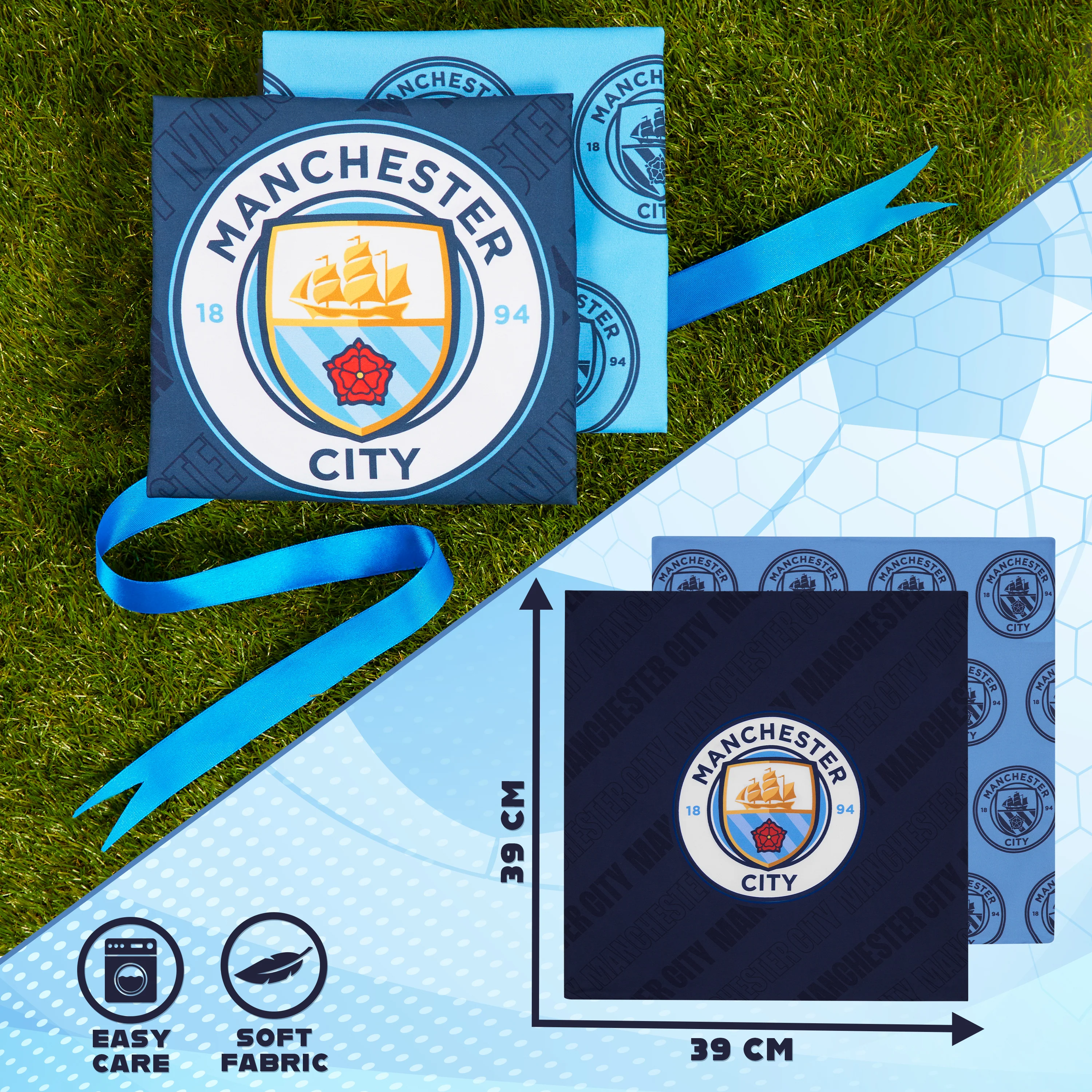 Manchester City F.C. Square Cushion Covers, 39 x 39cm Cushion Cover Pack of 2 - Image 6
