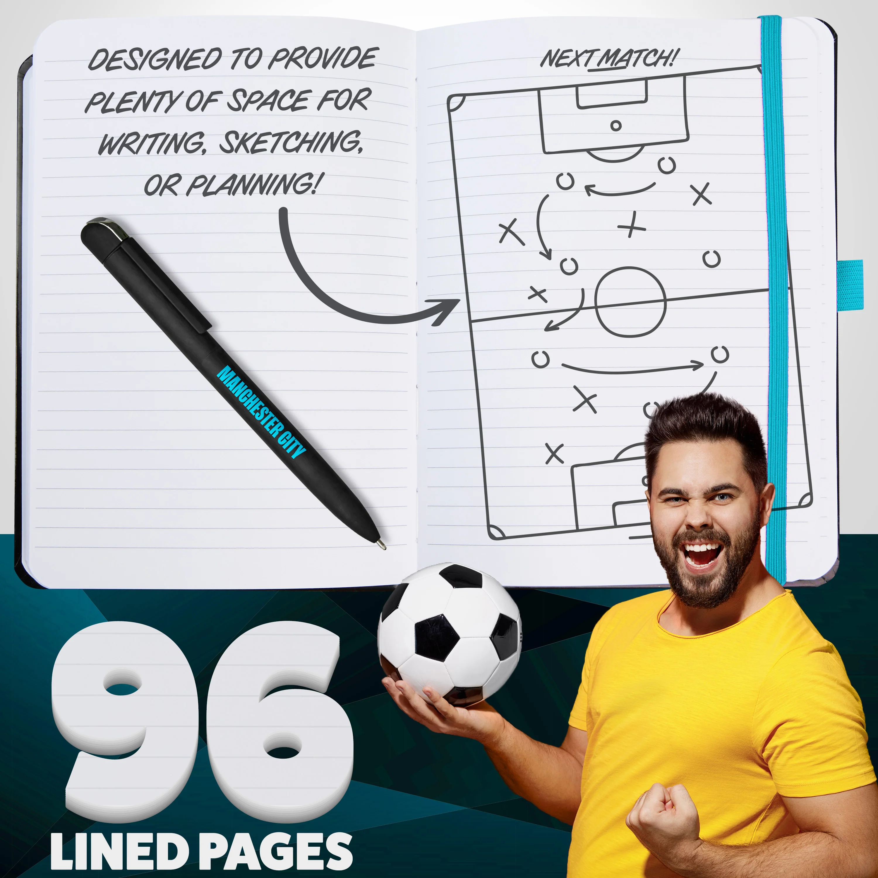Manchester City F.C. Supporters' Gear Stationery Set A4 Notebook & Pen - Gifts - Image 3