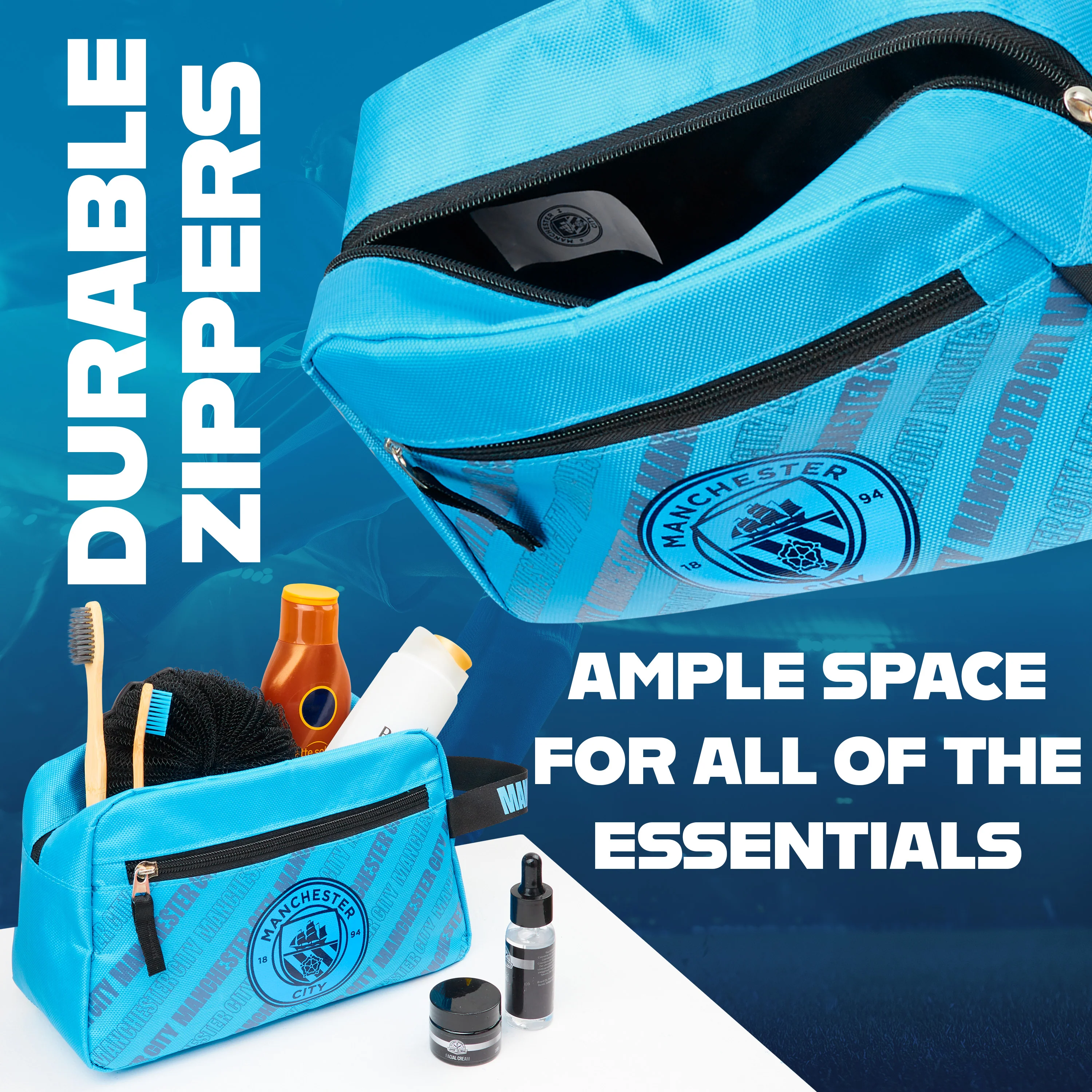 Manchester City F.C. Toiletry Bags for Men With Zipped Pocket - Man City Gifts - Image 5