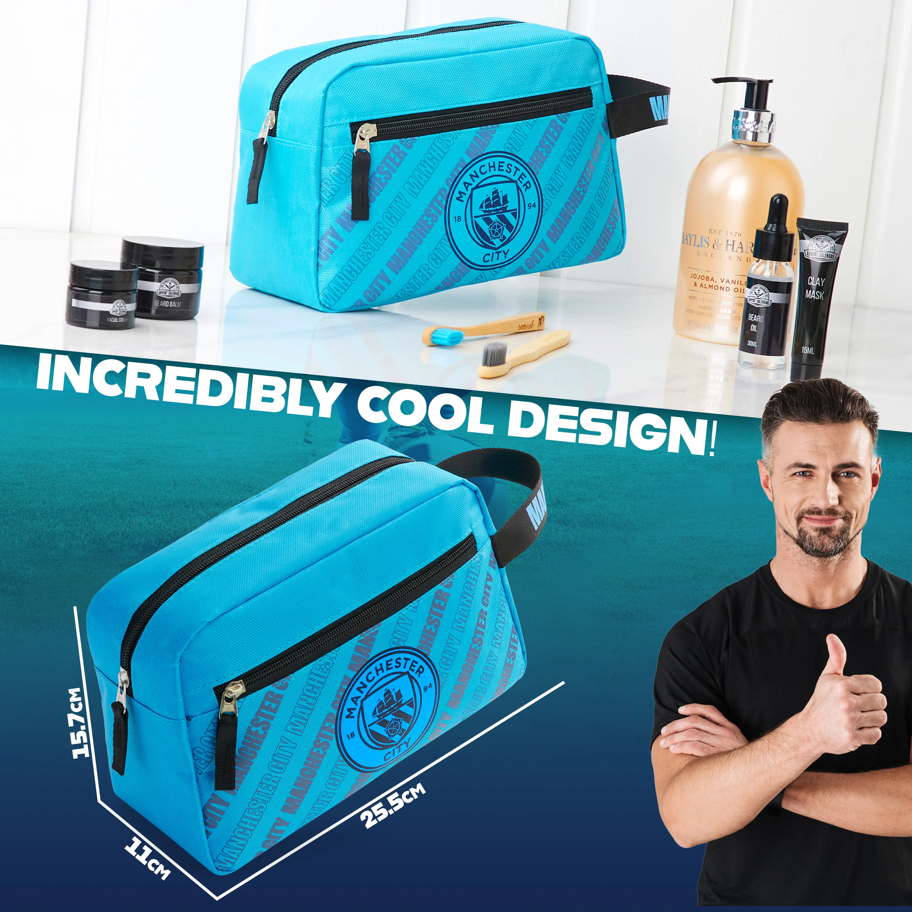 Manchester City F.C. Toiletry Bags for Men With Zipped Pocket - Man City Gifts - Image 6
