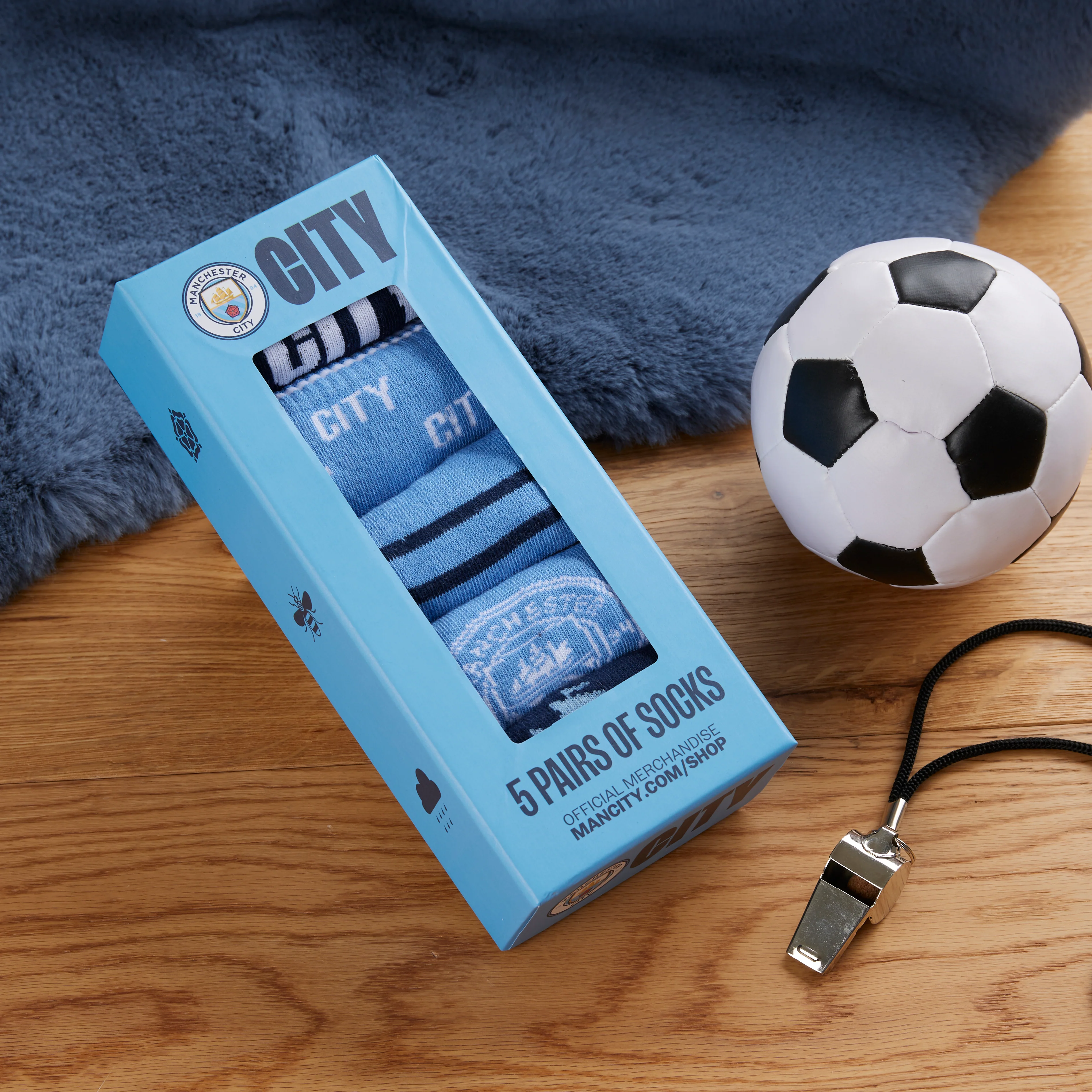 Manchester City FC Boys Socks - Pack of 5 Crew Socks for Boys - Image 2