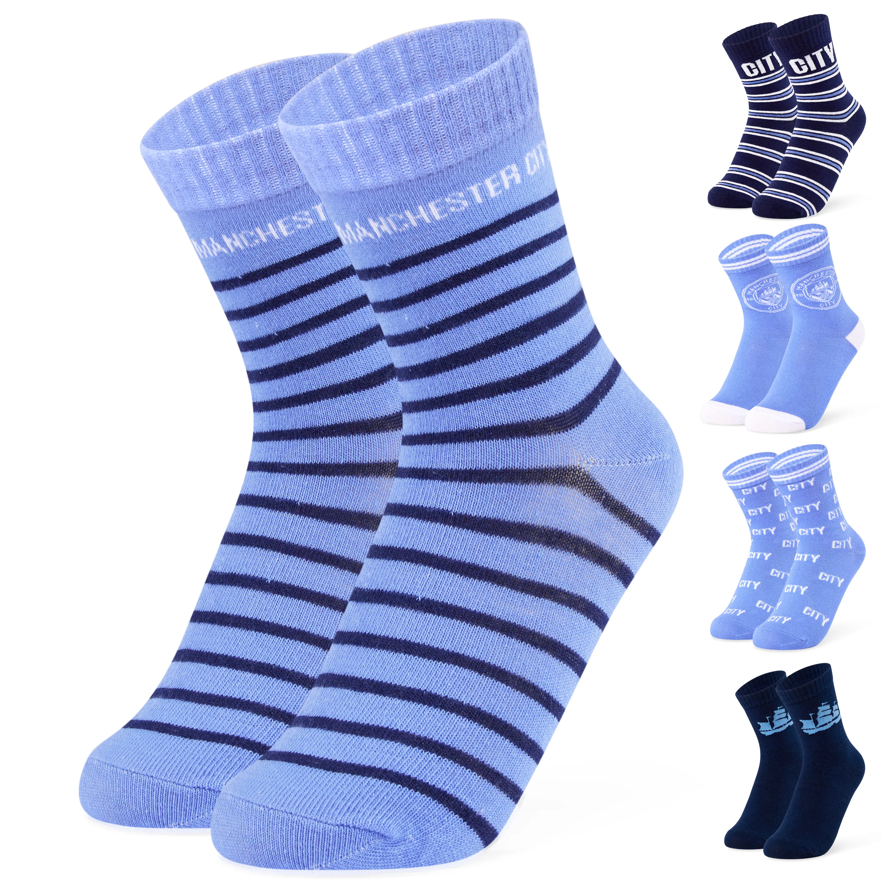 MANCHESTER CITY FC Boys Socks - Pack of 5 Crew Socks for Boys Teenagers - Image 6