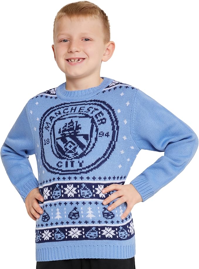 MANCHESTER CITY FC Christmas Jumper Kids Teenagers