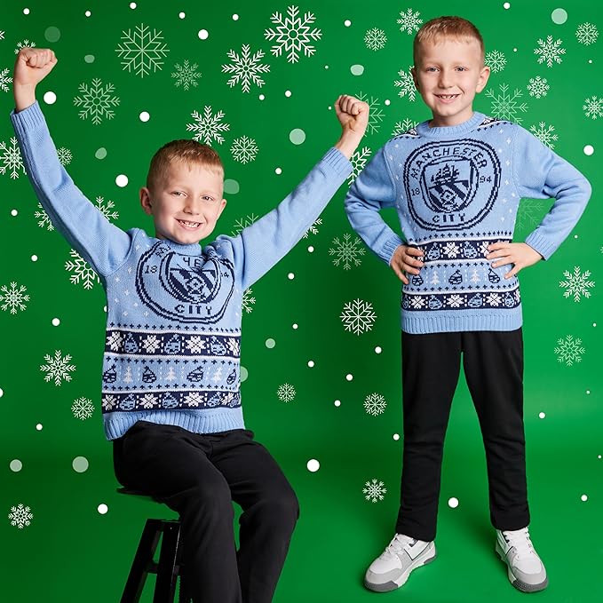 MANCHESTER CITY FC Christmas Jumper Kids Teenagers - Image 5