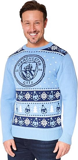 MANCHESTER CITY FC Christmas Jumpers for Men Teenagers