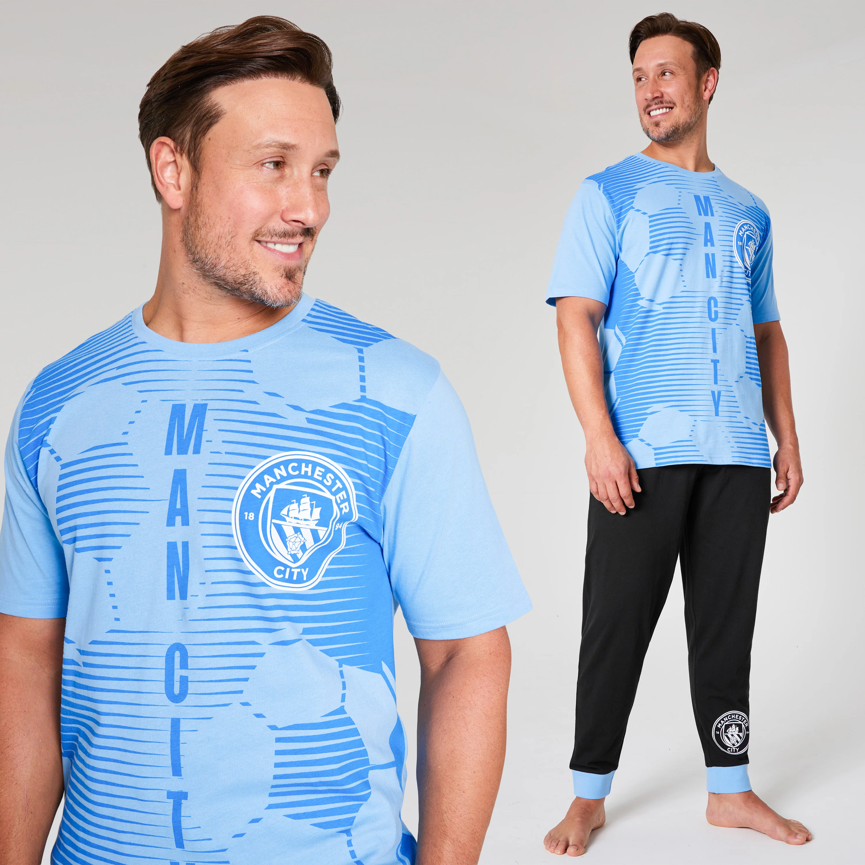 MANCHESTER CITY FC Mens Pyjamas Set Nightwear T-Shirt Long Bottoms PJs Lounge Set Men Teenagers Man City Gifts for Men - Image 5