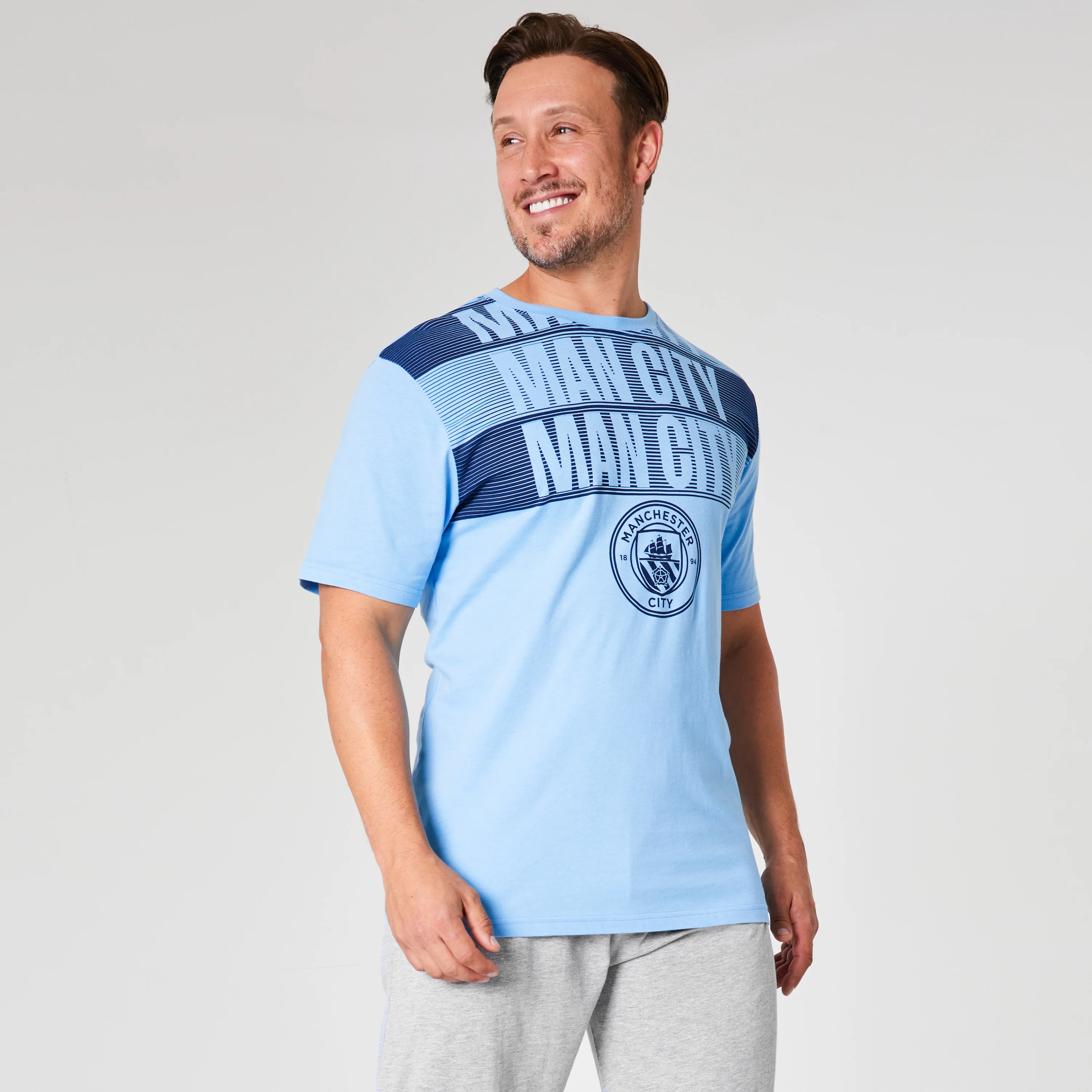 Manchester City FC Mens Pyjamas Set - Blue & Grey - Image 2