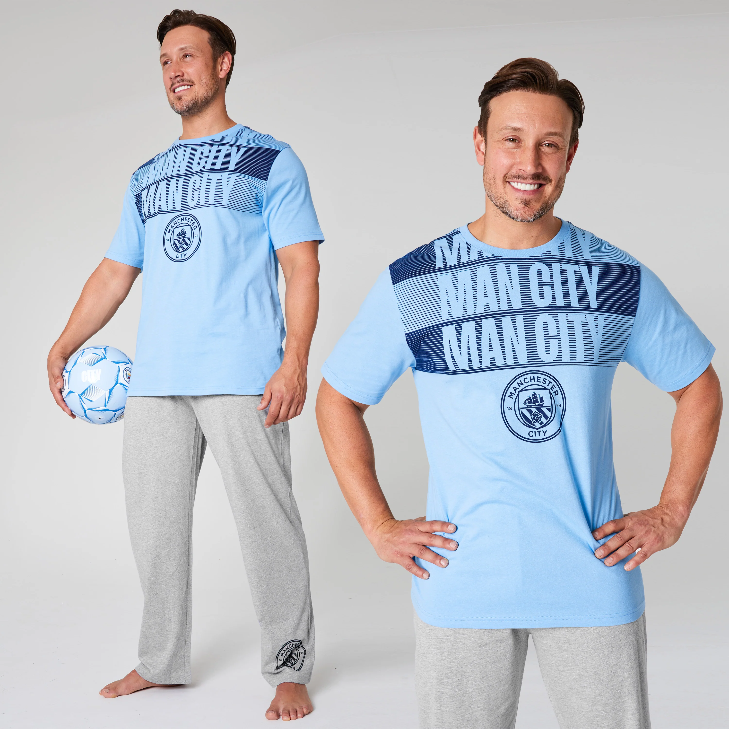 Manchester City FC Mens Pyjamas Set - Blue & Grey - Image 3