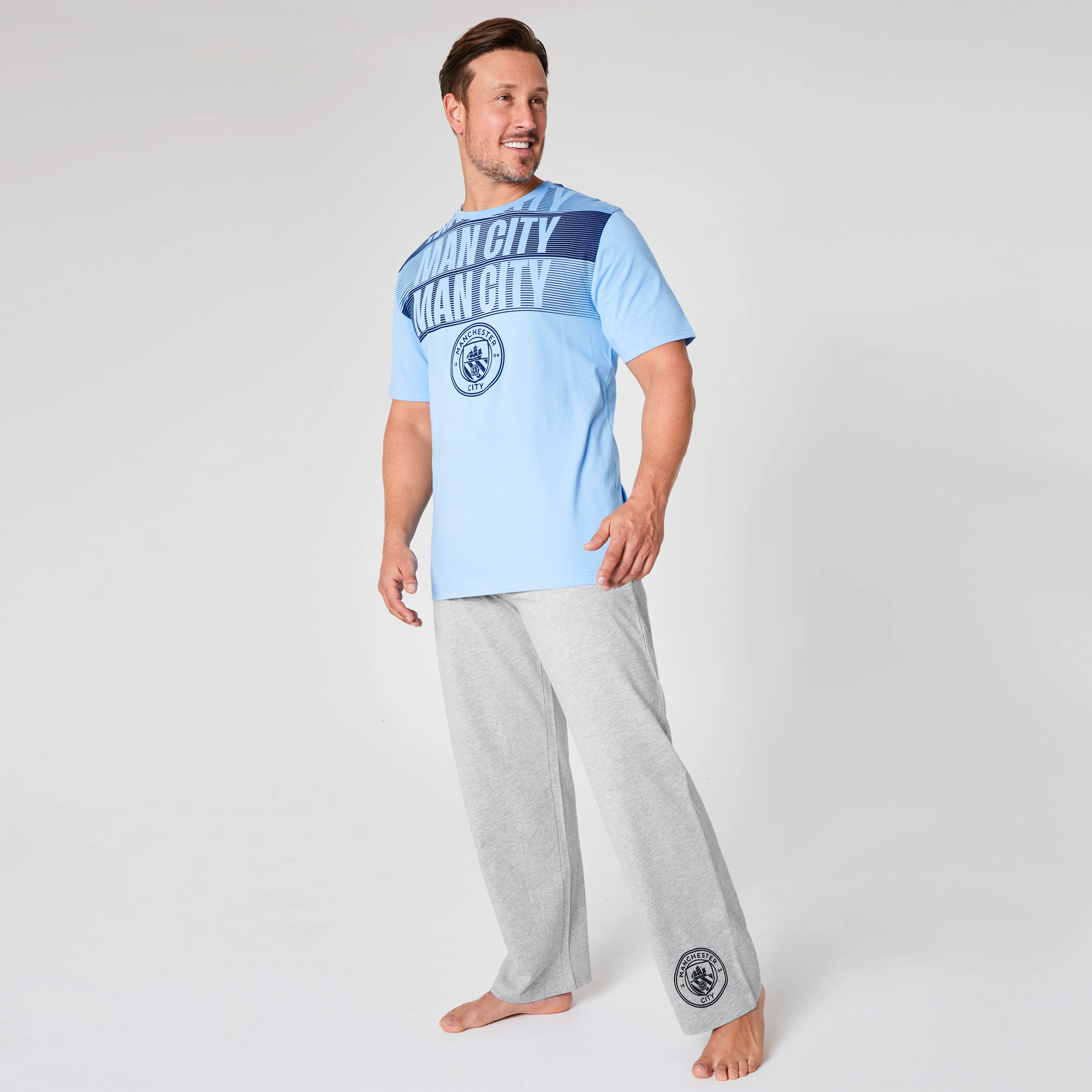 Manchester City FC Mens Pyjamas Set - Blue & Grey - Image 4