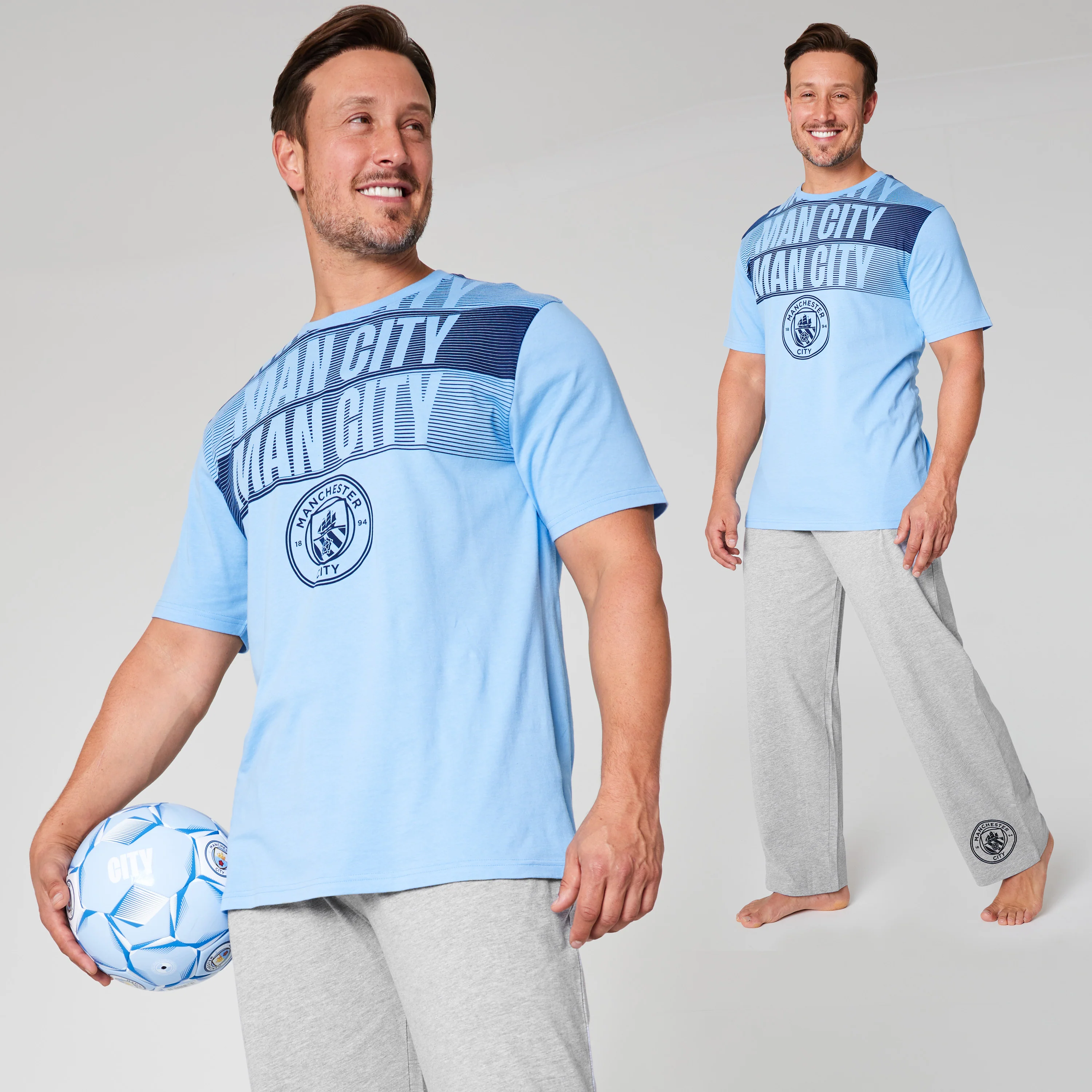 Manchester City FC Mens Pyjamas Set - Blue & Grey - Image 5