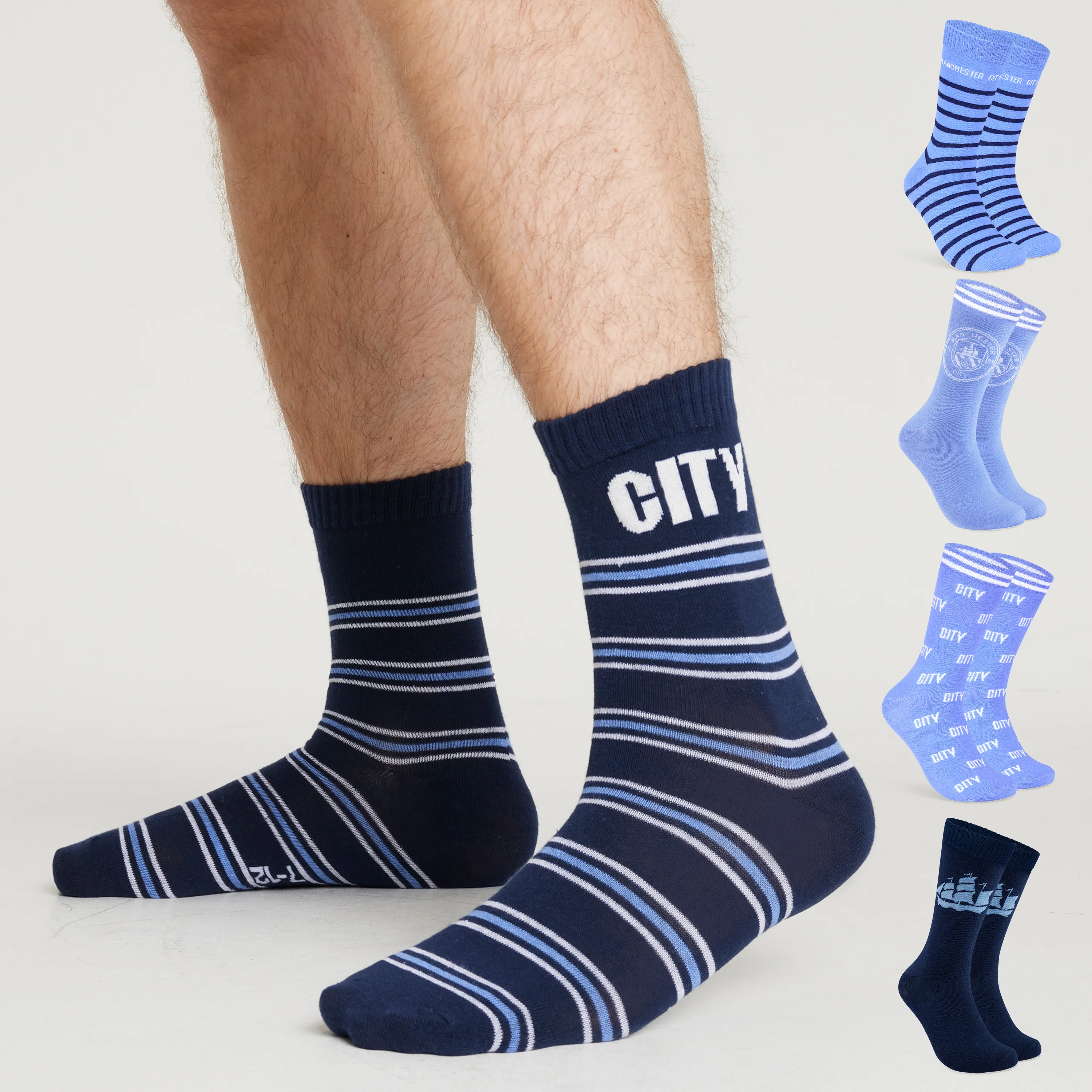 Manchester City FC Mens Socks - Pack of 5 Crew Socks for Men - Image 6