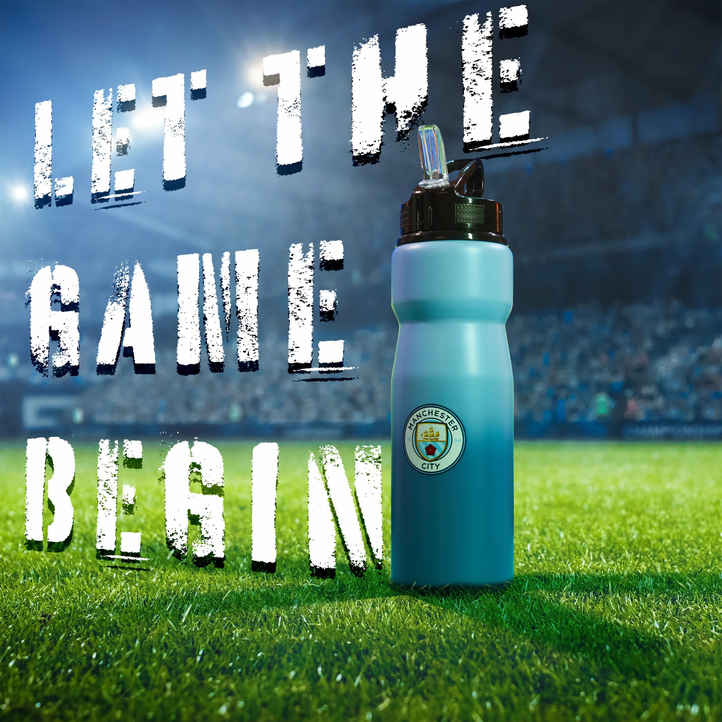 Manchester City FC Water Bottle with Straw - Image 2
