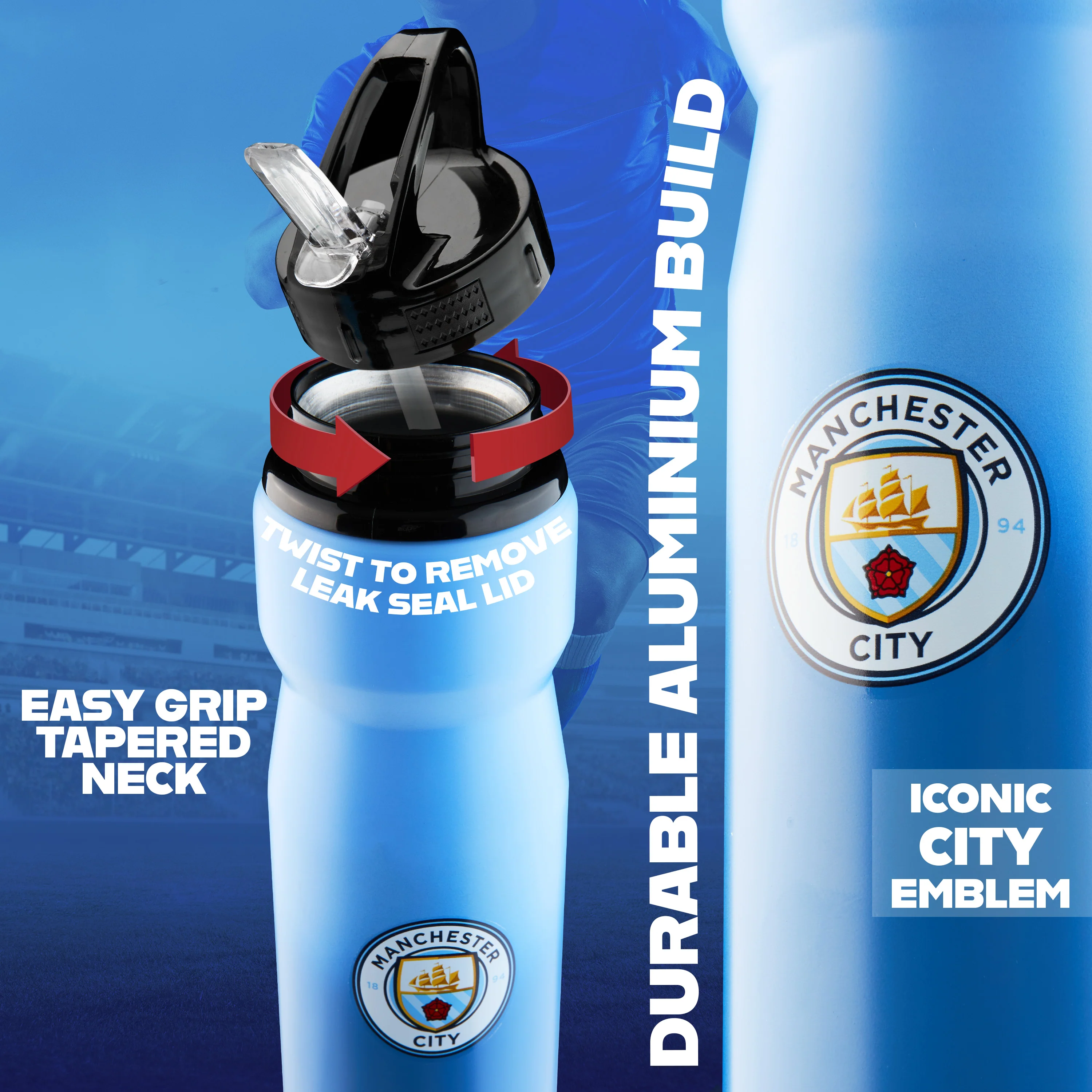 Manchester City FC Water Bottle with Straw - Image 4